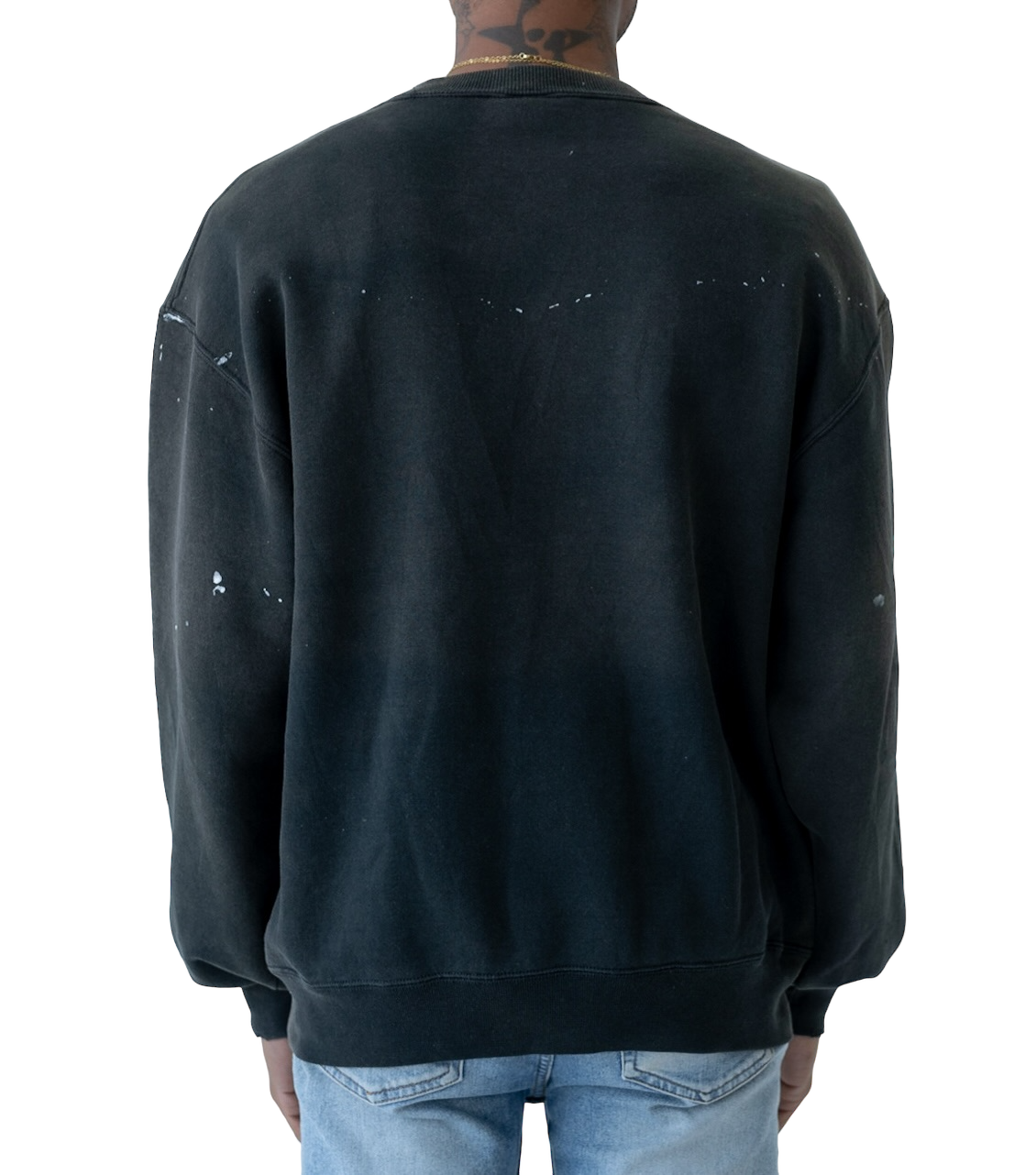 SUN FADED / THRASHED BLACK RUSSELL CREWNECK - 1990's