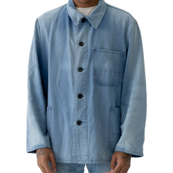 SUN-FADED & REPAIRED FRENCH CHORE JACKET - 1960'S