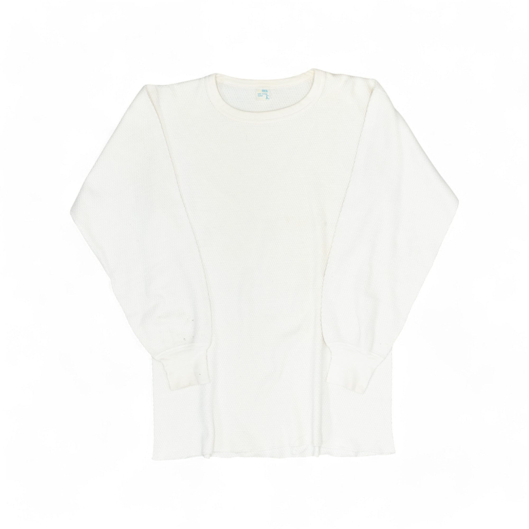 BLANK WHITE WAFFLE KNIT LONGSLEEVE THERMAL - 1950/60'S