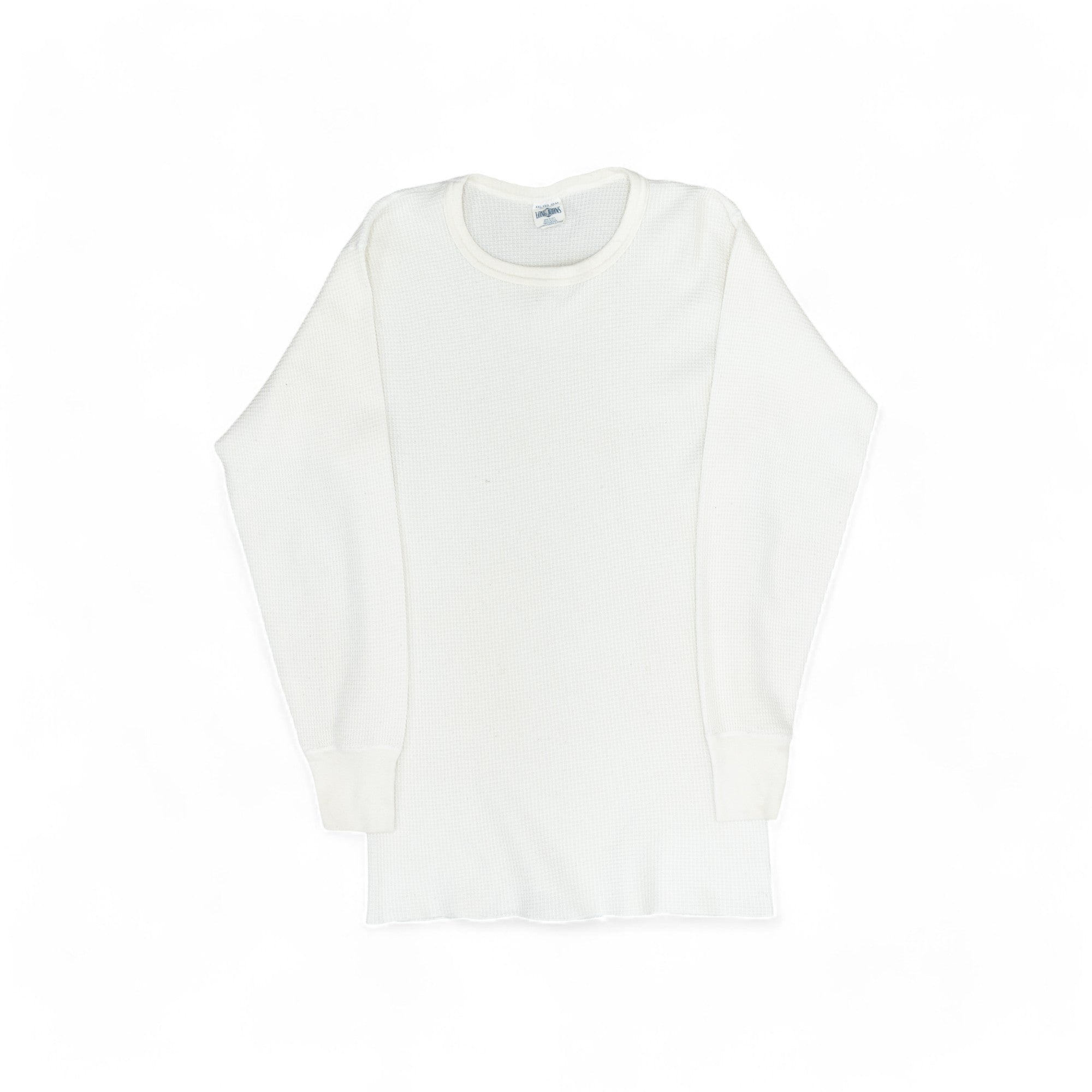 BLANK WHITE WAFFLE KNIT LONGSLEEVE THERMAL - 1950/60'S LONG