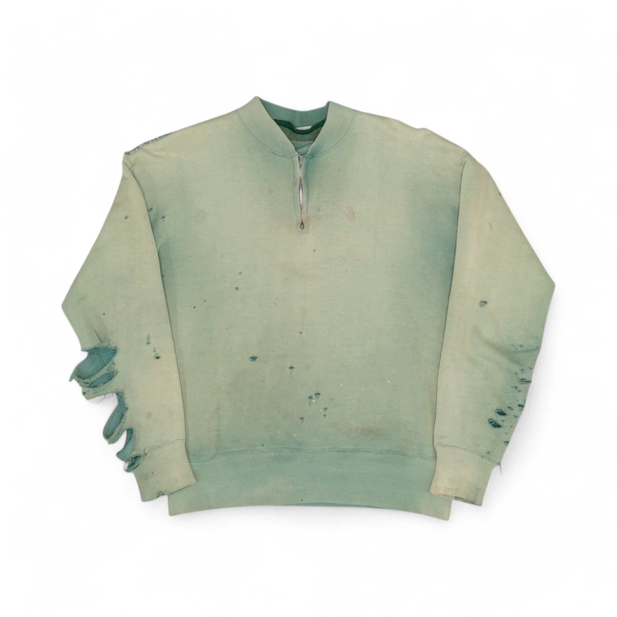 THRASHED/REPAIRED/SUN-FADED SEARS 1/4 ZIP SWEATSHIRT - 1950'S