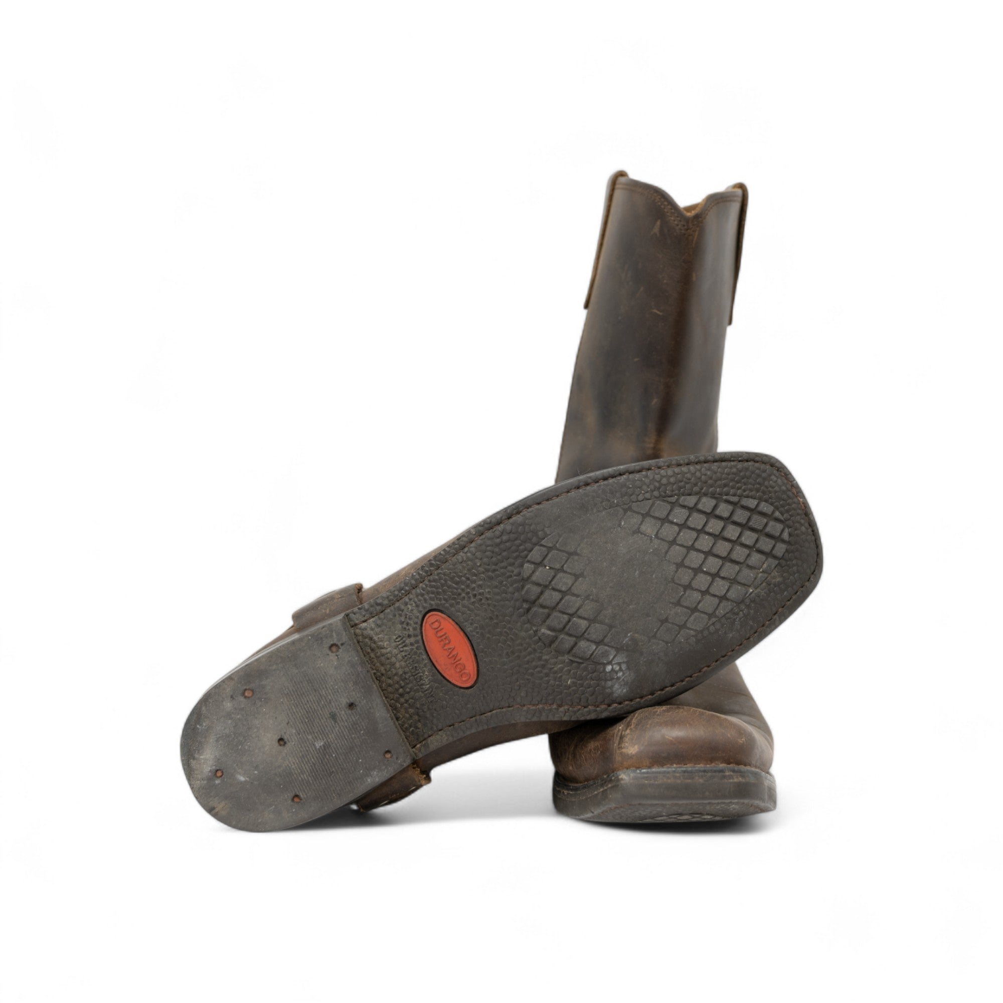 BROWN SQUARE TOE HARNESS BOOTS - 1980/90'S