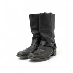 BLACK SQUARE TOE HARNESS BOOTS - 1990'S