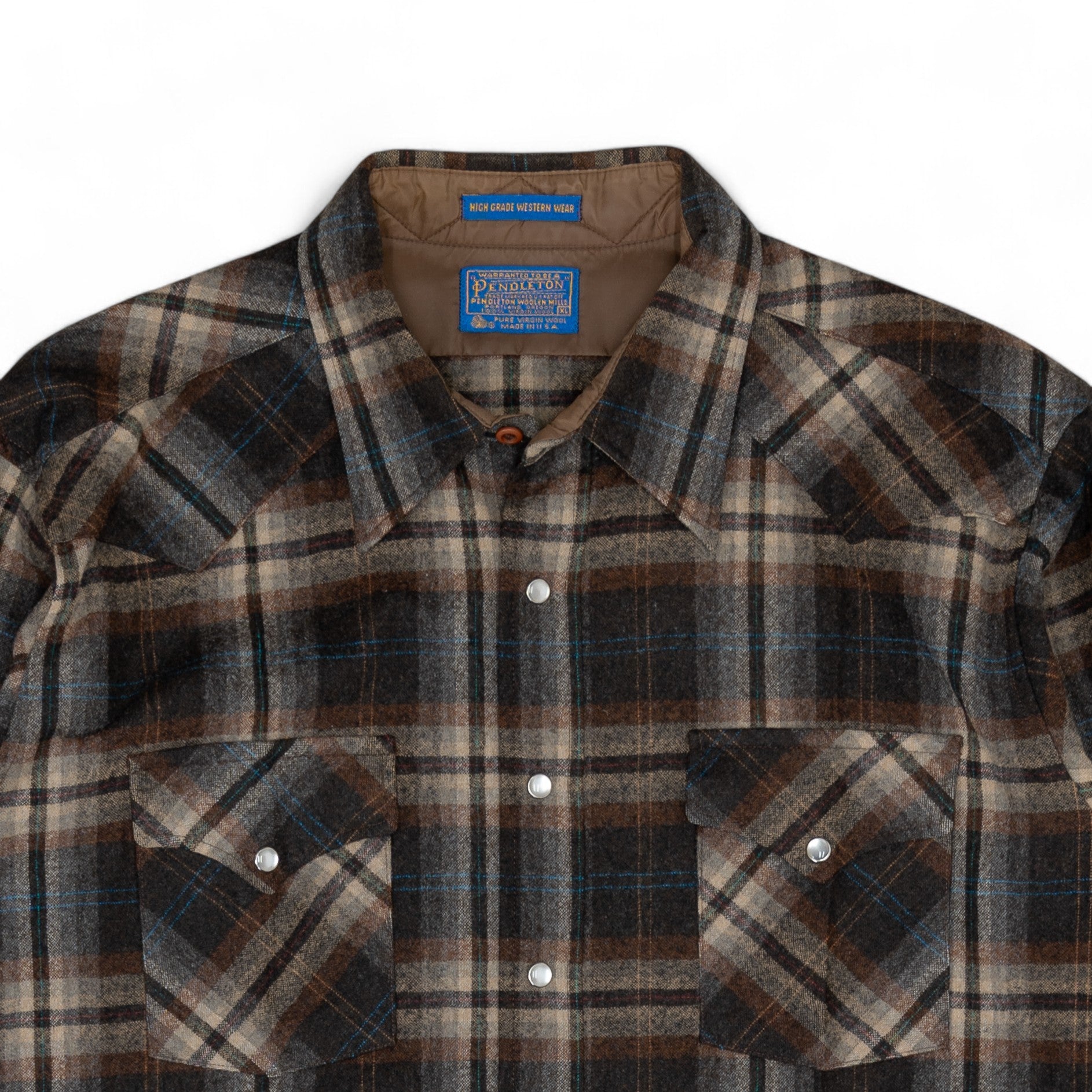 PENDLETON WESTERN WEAR PEARL SNAP BUTTON WOOL FLANNEL - 1970'S