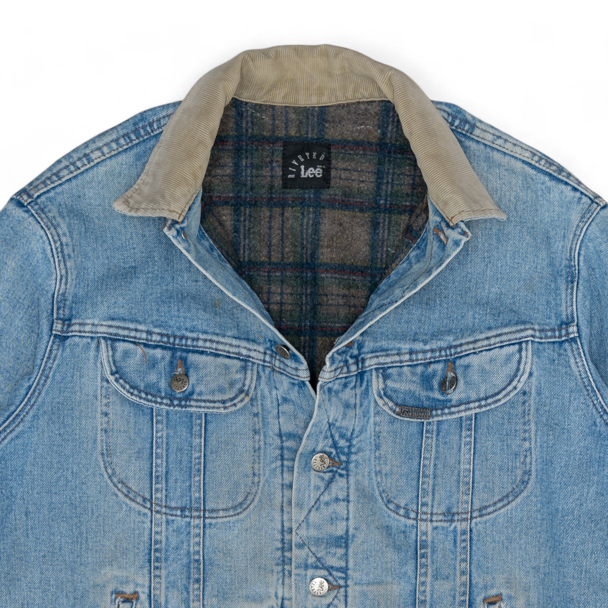 LEE RIVETED BLANKET LINED DENIM JACKET - 1990'S