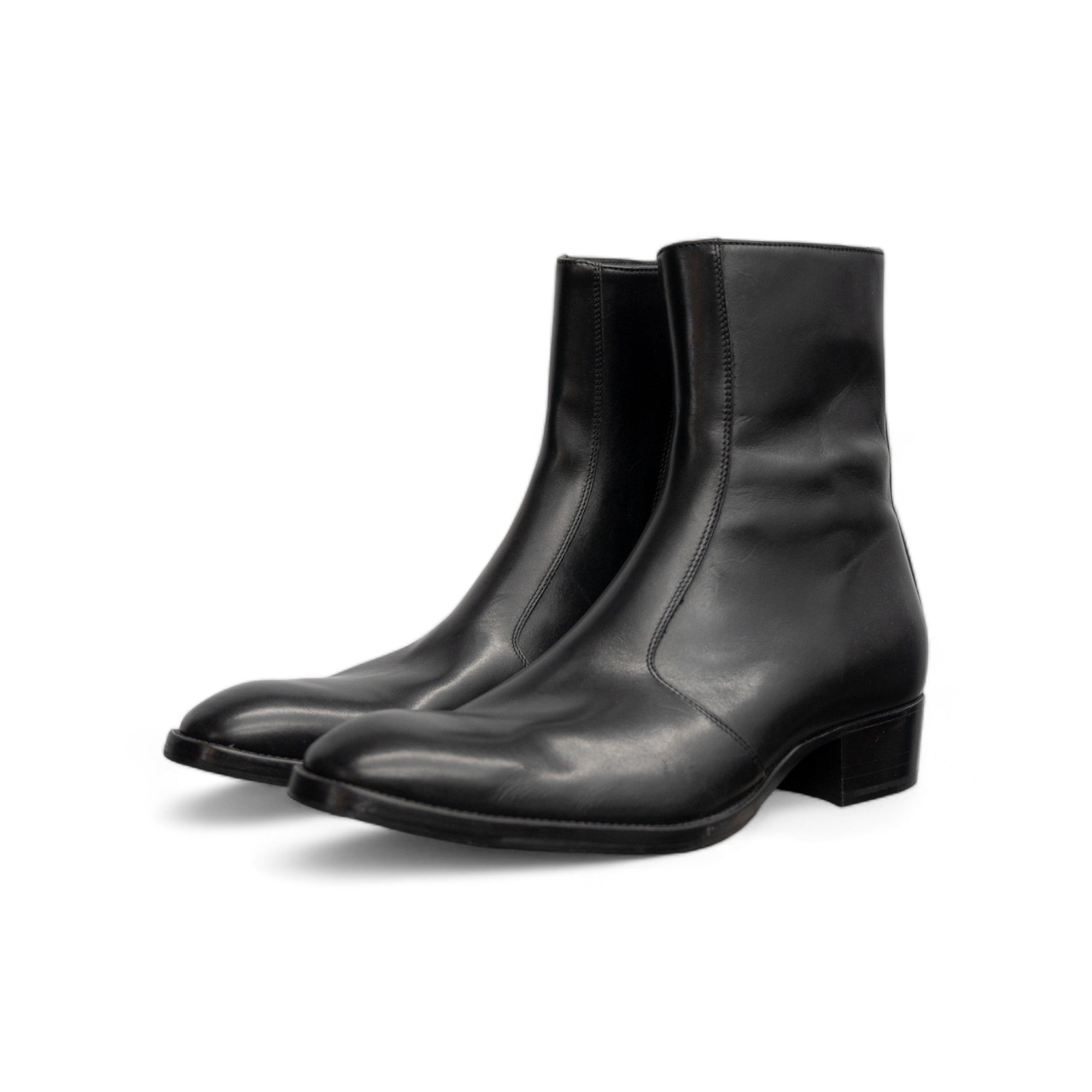 FROMTHEFIRST LUCA 40MM SIDE ZIP BOOT - BLACK LEATHER