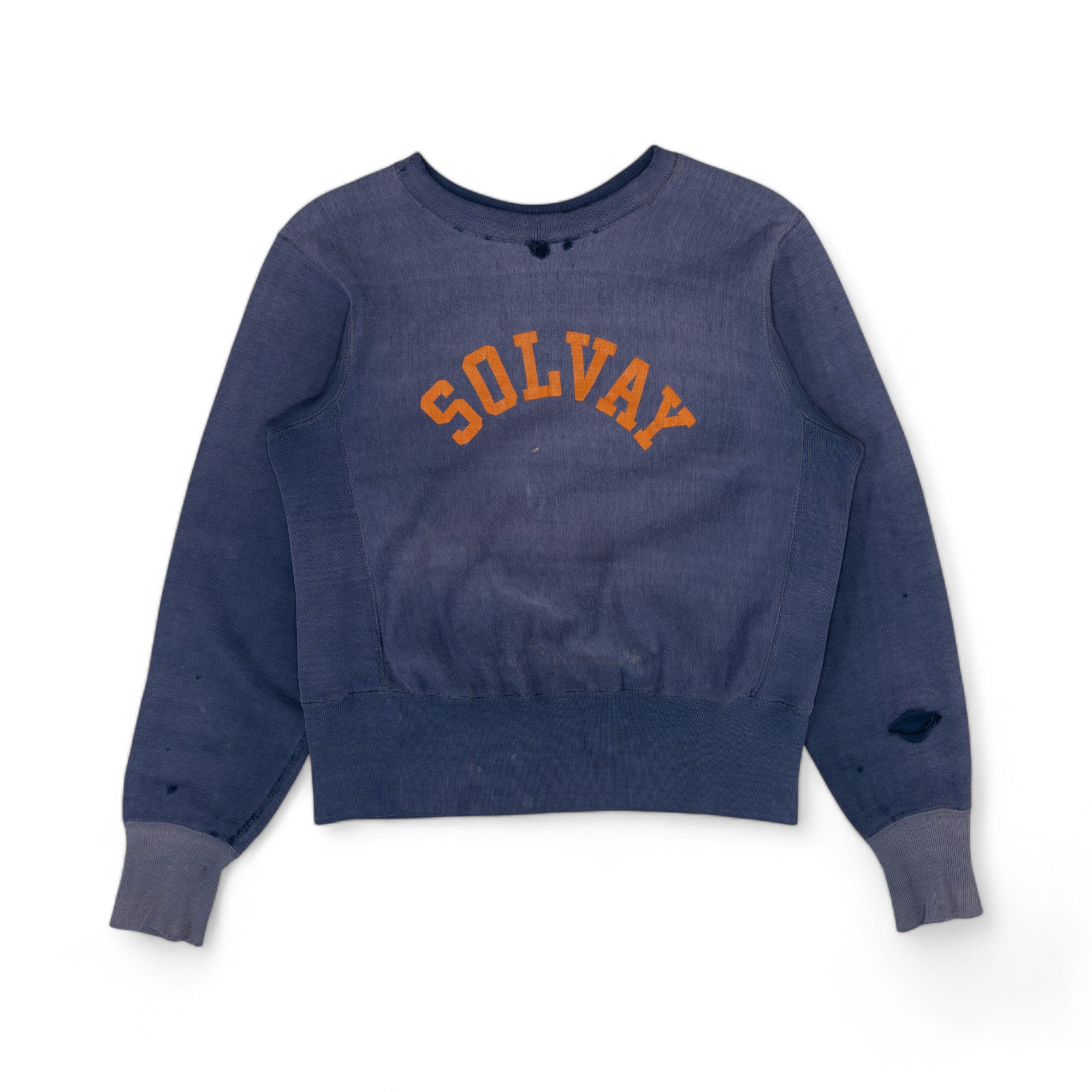 SUN-FADED/DISTRESSED 'SOLVAY' REVERSE WEAVE SWEATSHIRT - 1950/60'S