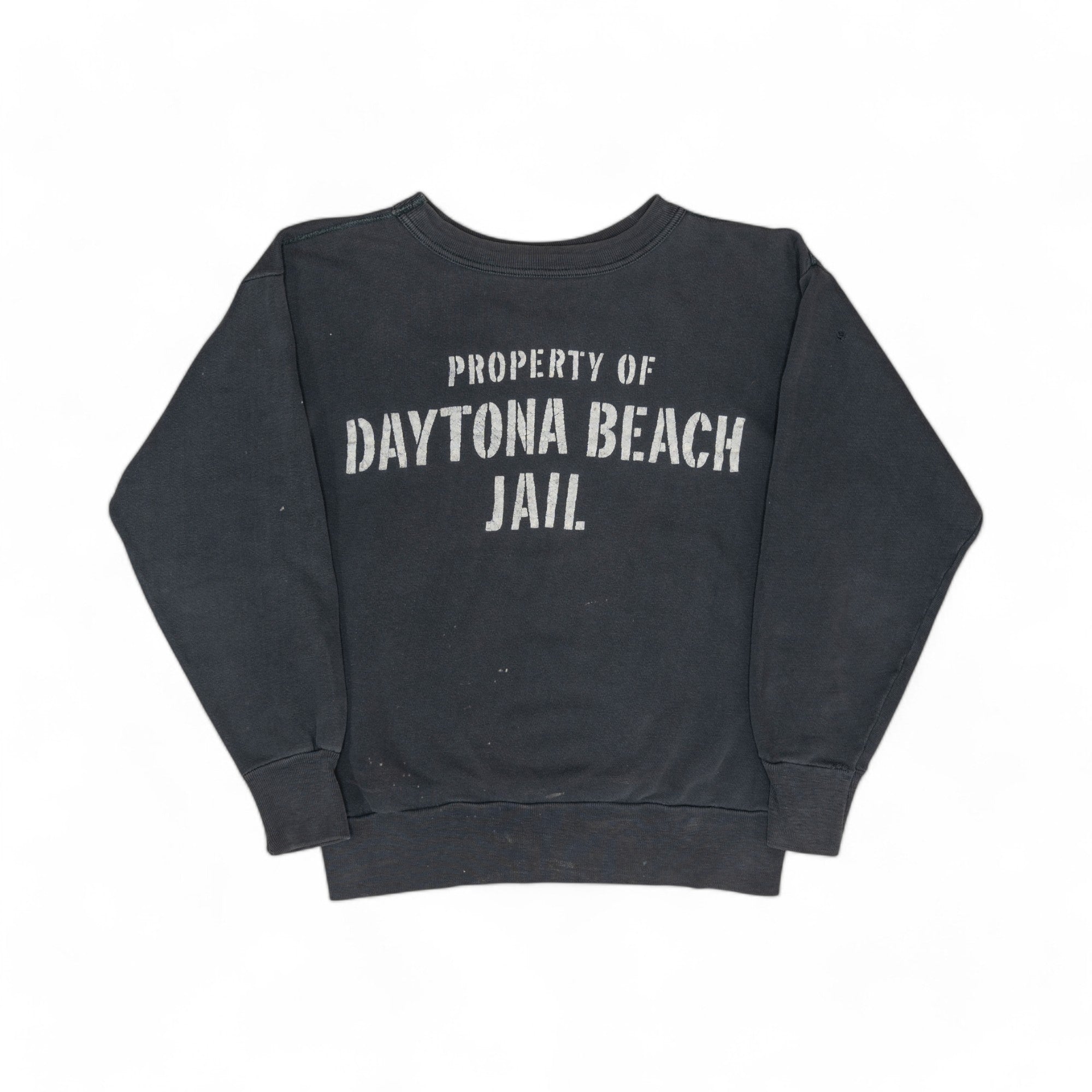 BLACK 'DAYTONA BEACH JAIL' FLOCK SWEATSHIRT - 1950'S