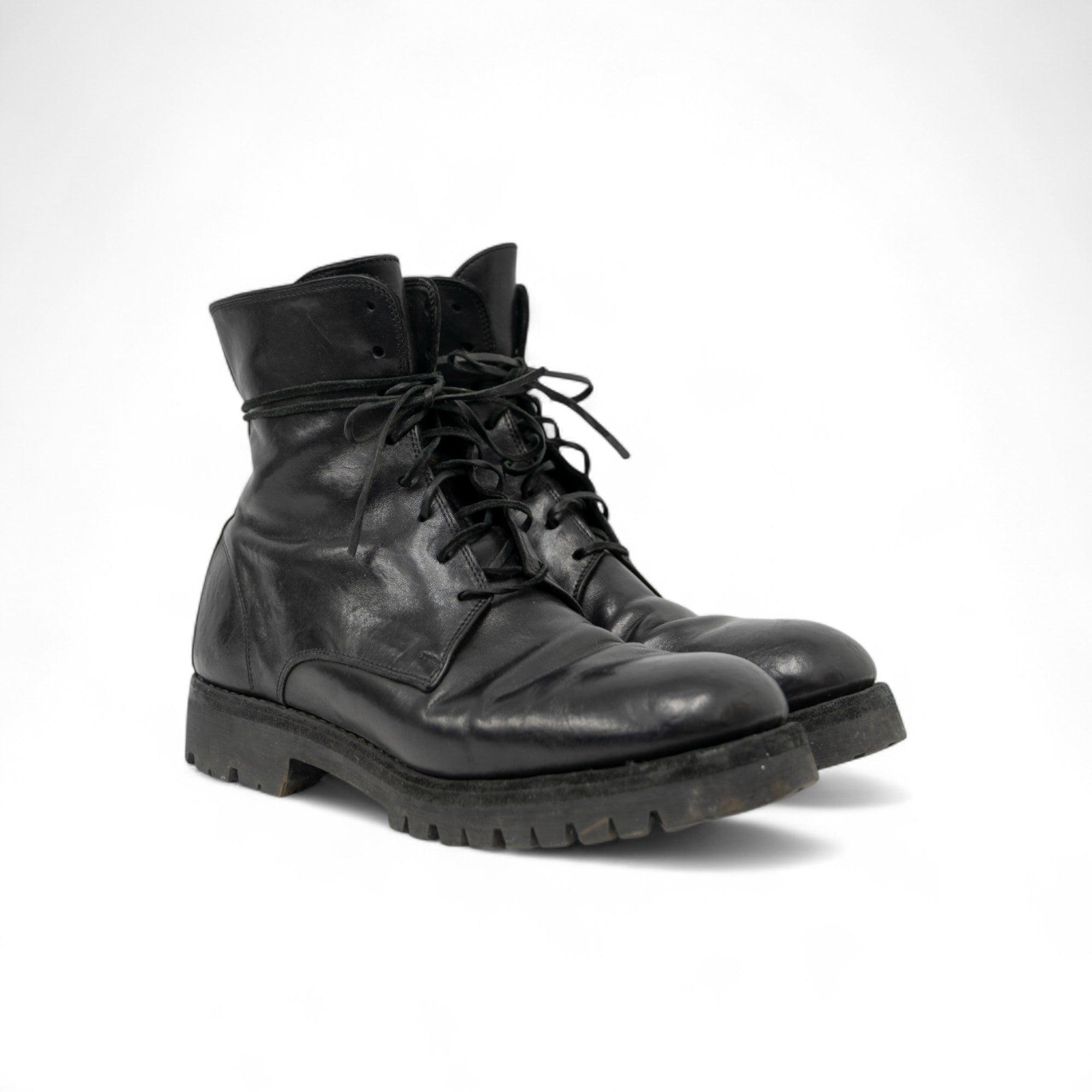GUIDI HORSE LEATHER 795V COMBAT BOOTS W/ VIBRAM SOLE - 2010'S