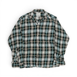 DISTRESSED PENNEYS RAYON SHADOW PLAID LOOP-COLLAR BUTTON UP SHIRT - 1950/60'S