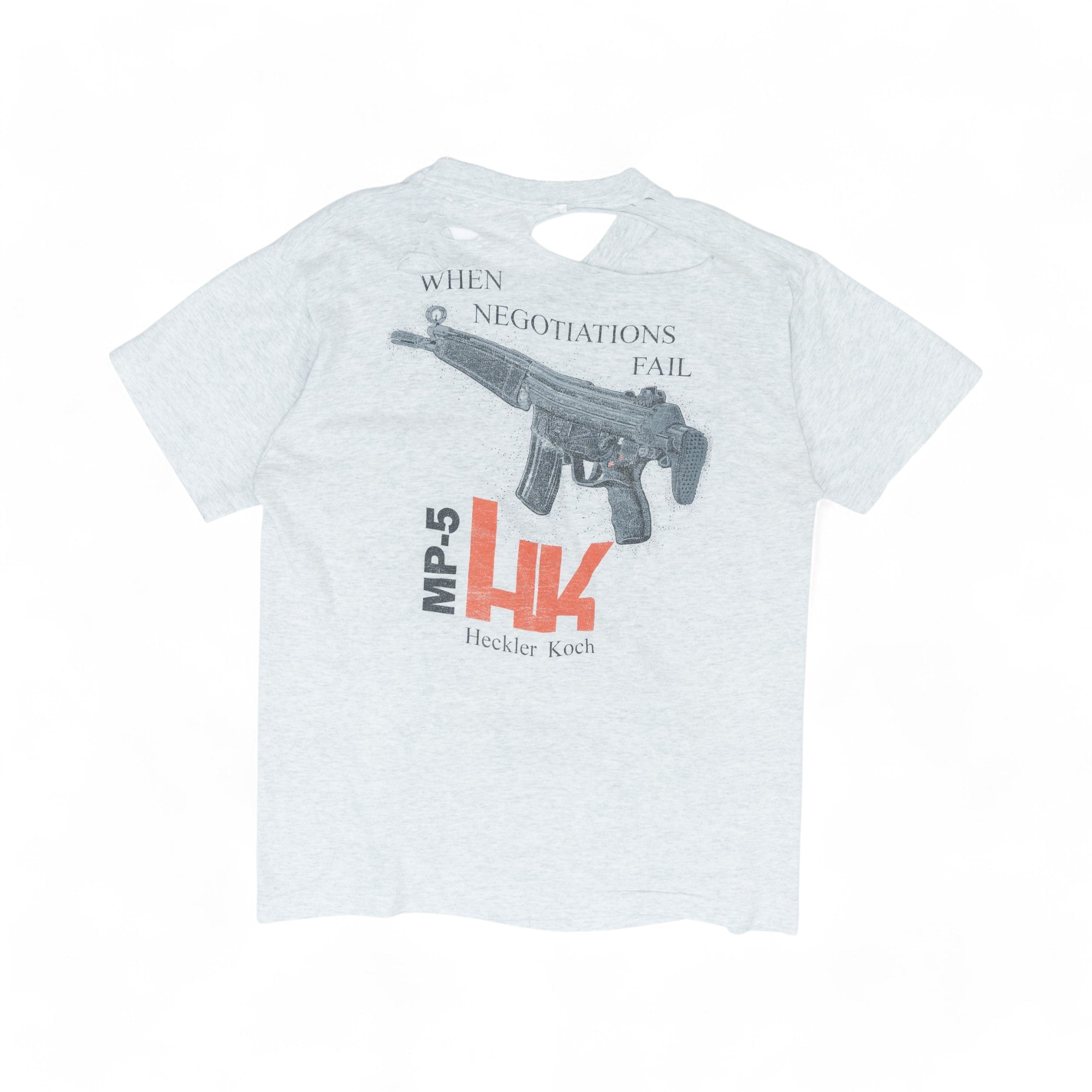 THRASHED HECKLER & KOCH SINGLE STITCH TEE - 1990'S