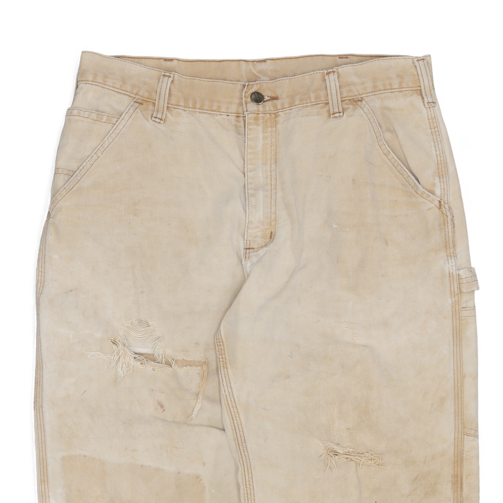 TAN THRASHED CARHARTT WORK PANTS - 1990'S