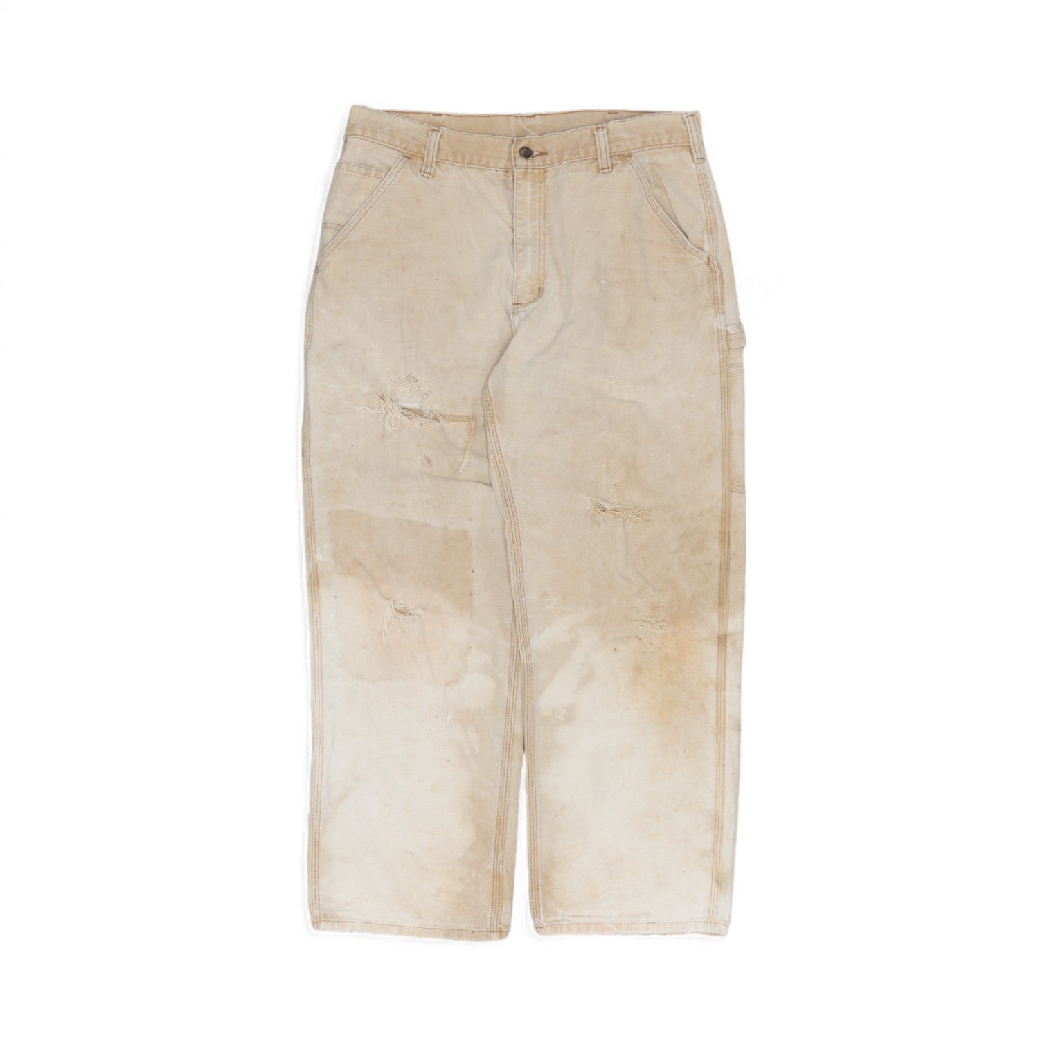 TAN THRASHED CARHARTT WORK PANTS - 1990'S