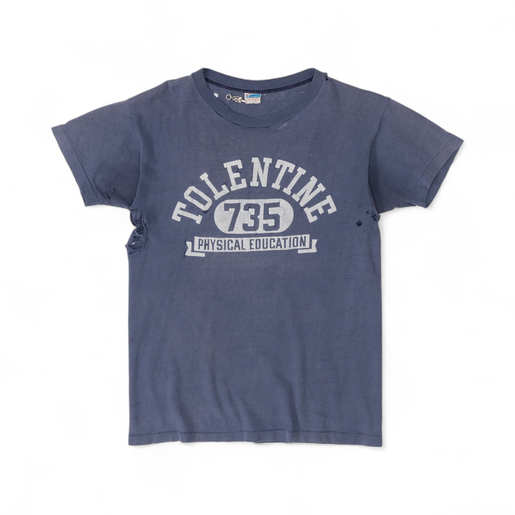 DISTRESSED/FADED TOLENTINE PHYSICAL EDUCATION TEE - 1950/60'S