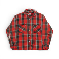 DISTRESSED/REPAIRED BIG YANK COTTON FLANNEL - 1950'S