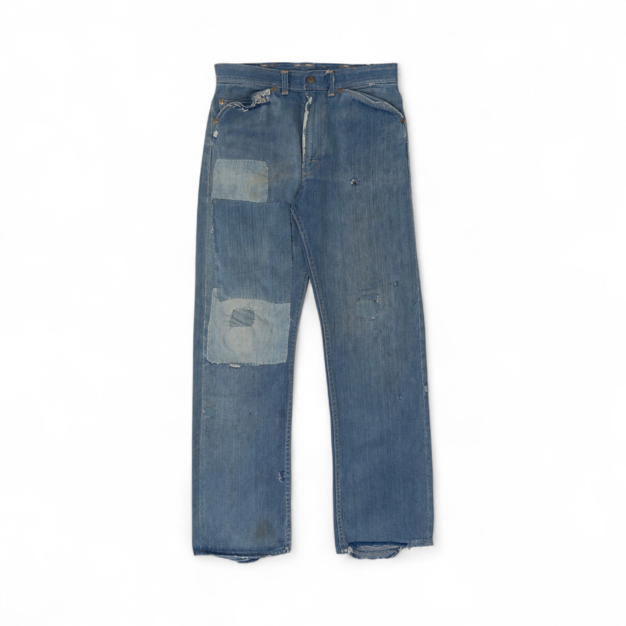 FADED/DISTRESSED/REPAIRED SELVEDGE ROEBUCK DENIM - 1950/60'S