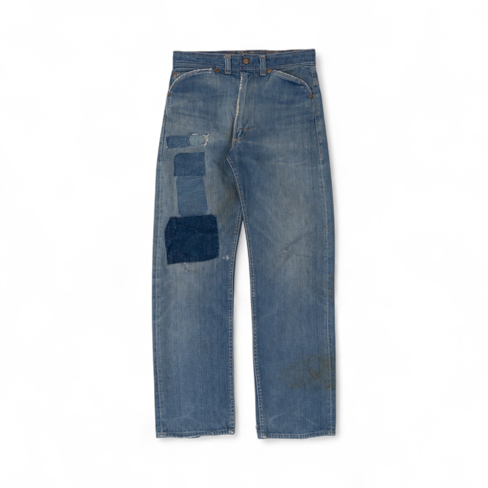 FADED/DISTRESSED/REPAIRED SELVEDGE ROEBUCK DENIM - 1950/60'S