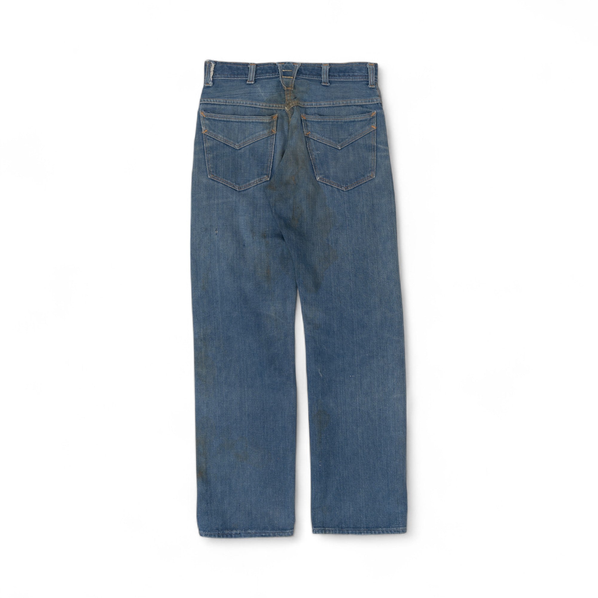 FADED/DISTRESSED/REPAIRED SELVEDGE ROEBUCK DENIM - 1950/60'S