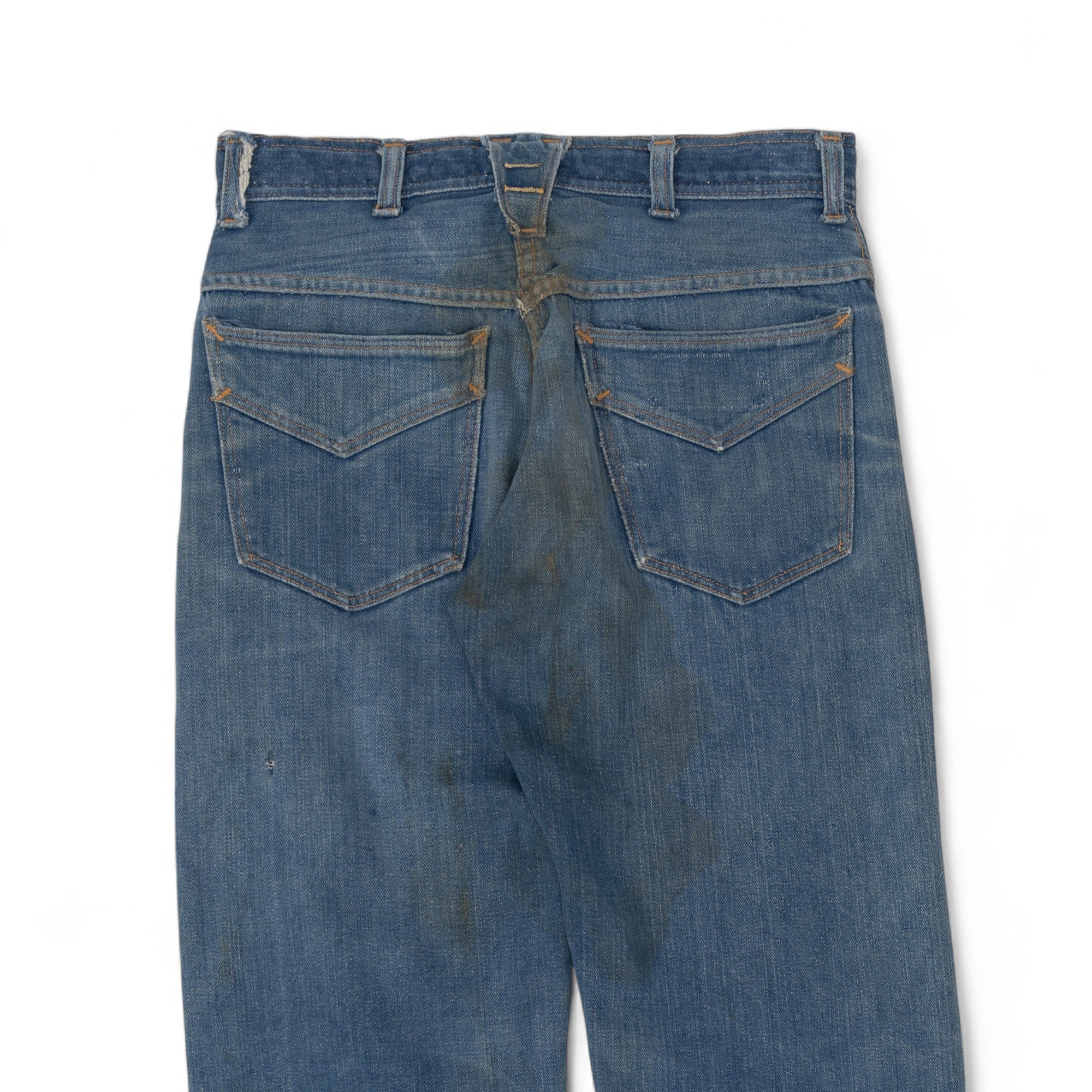 FADED/DISTRESSED/REPAIRED SELVEDGE ROEBUCK DENIM - 1950/60'S