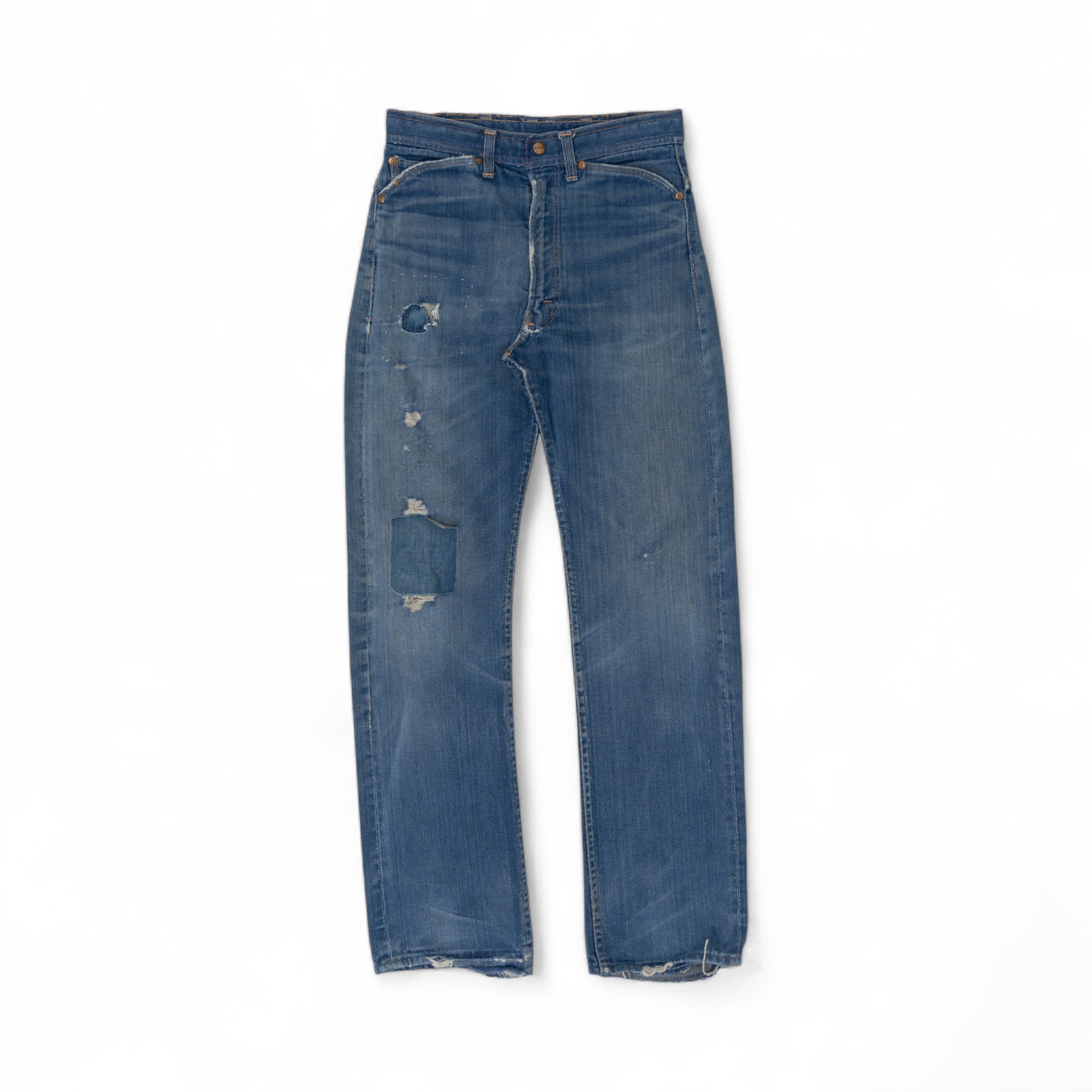 FADED/DISTRESSED/REPAIRED SELVEDGE ROEBUCK DENIM - 1950/60'S