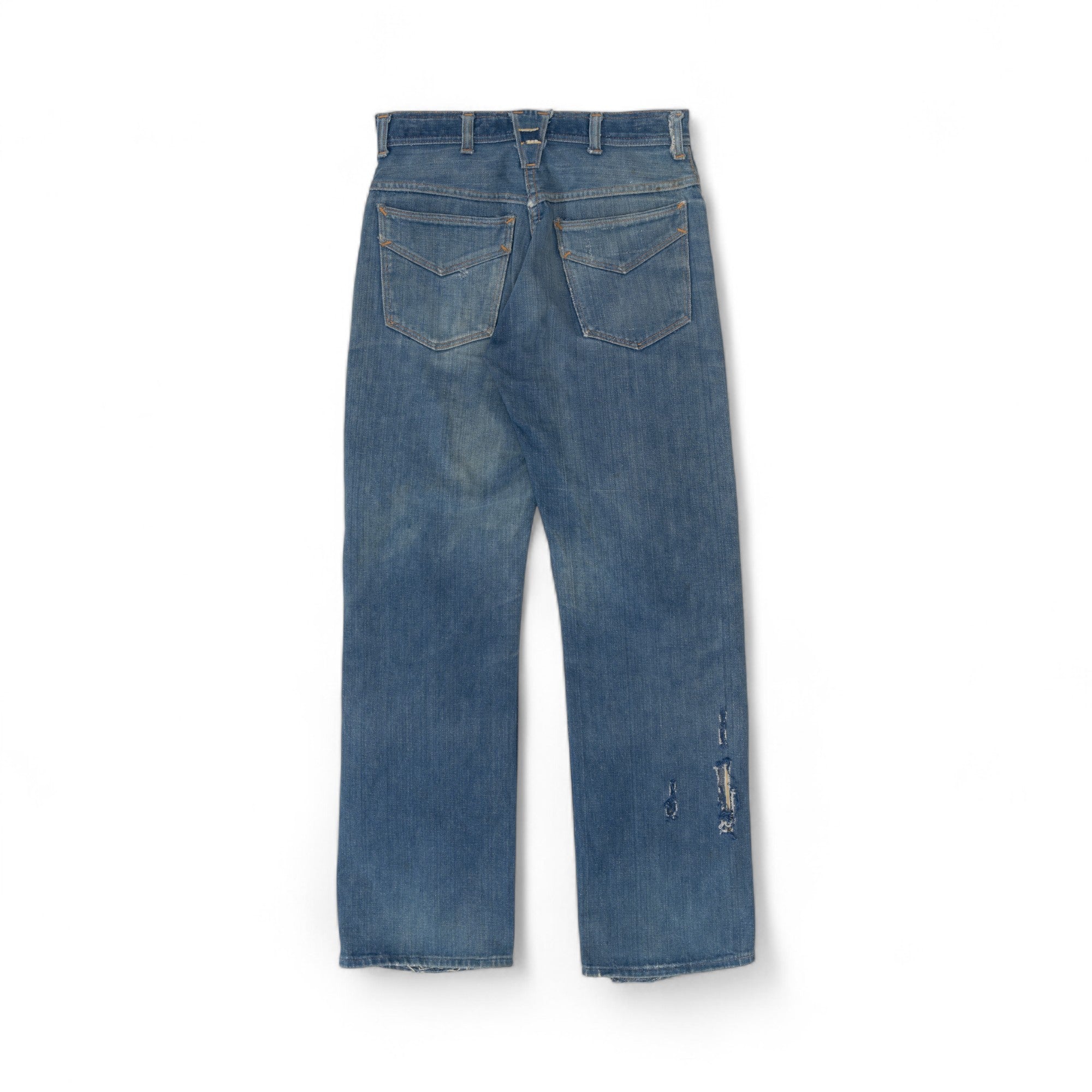 FADED/DISTRESSED/REPAIRED SELVEDGE ROEBUCK DENIM - 1950/60'S