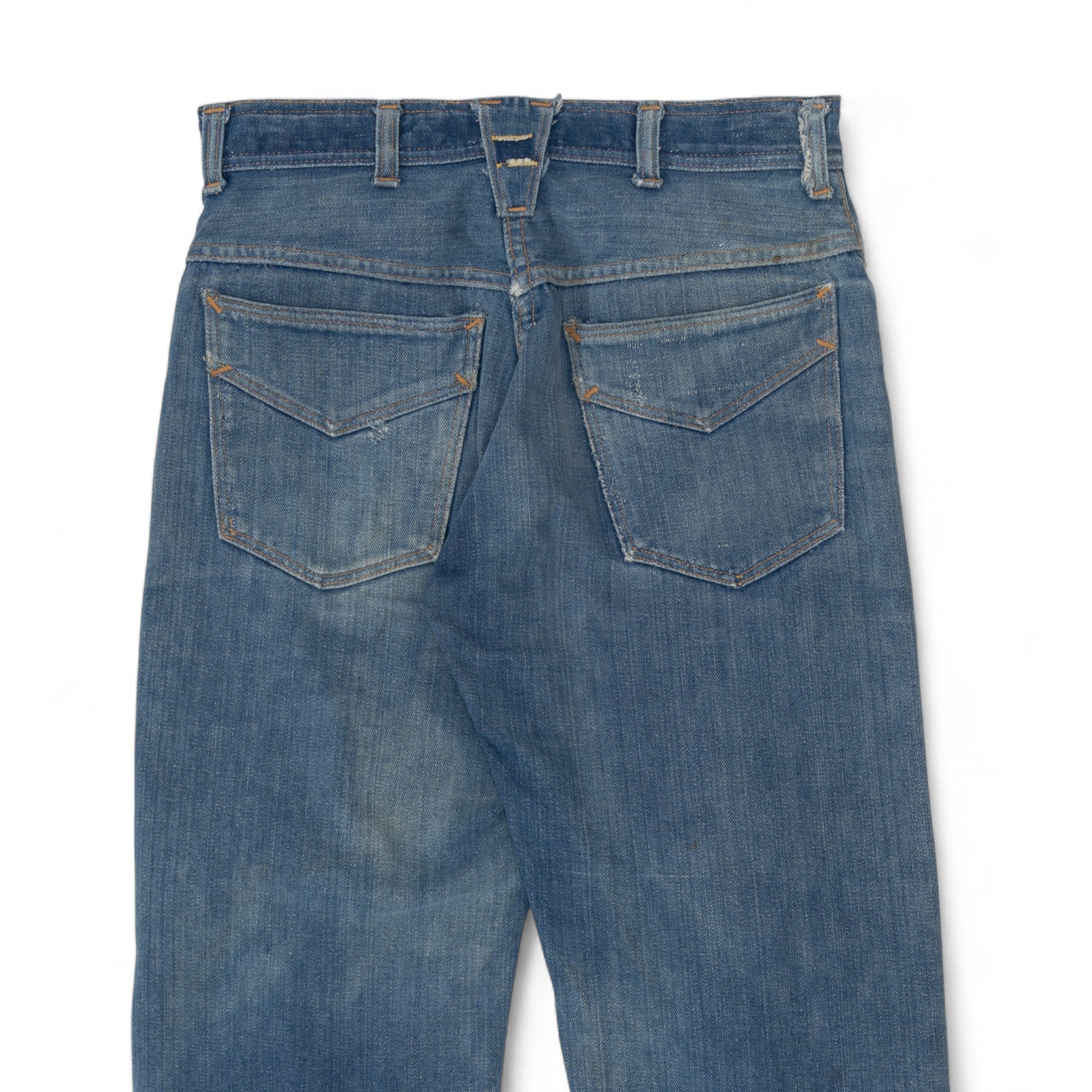 FADED/DISTRESSED/REPAIRED SELVEDGE ROEBUCK DENIM - 1950/60'S