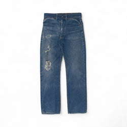 FADED/DISTRESSED/REPAIRED SELVEDGE ROEBUCK DENIM - 1950/60'S