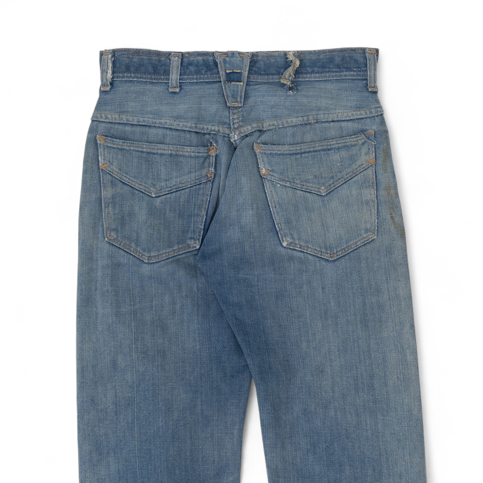 FADED/DISTRESSED/REPAIRED SELVEDGE ROEBUCK DENIM - 1950/60'S