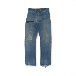 FADED/DISTRESSED/REPAIRED SELVEDGE ROEBUCK DENIM - 1950/60'S