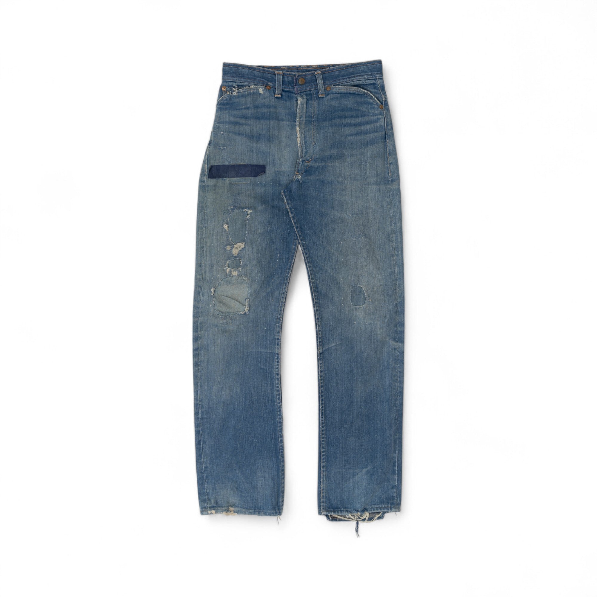 FADED/DISTRESSED/REPAIRED SELVEDGE ROEBUCK DENIM - 1950/60'S