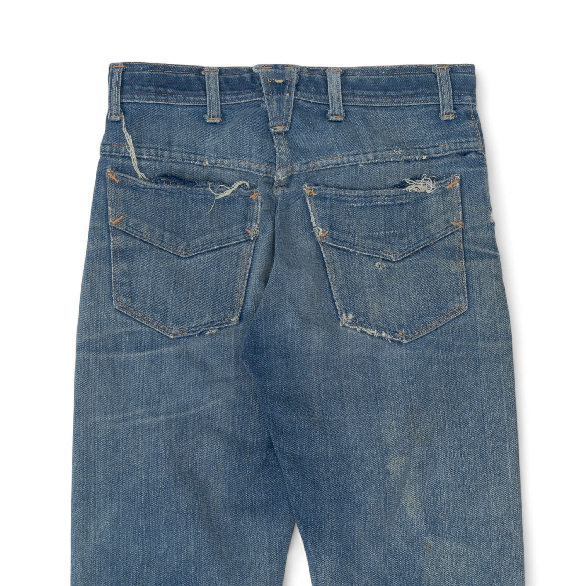 FADED/DISTRESSED/REPAIRED SELVEDGE ROEBUCK DENIM - 1950/60'S