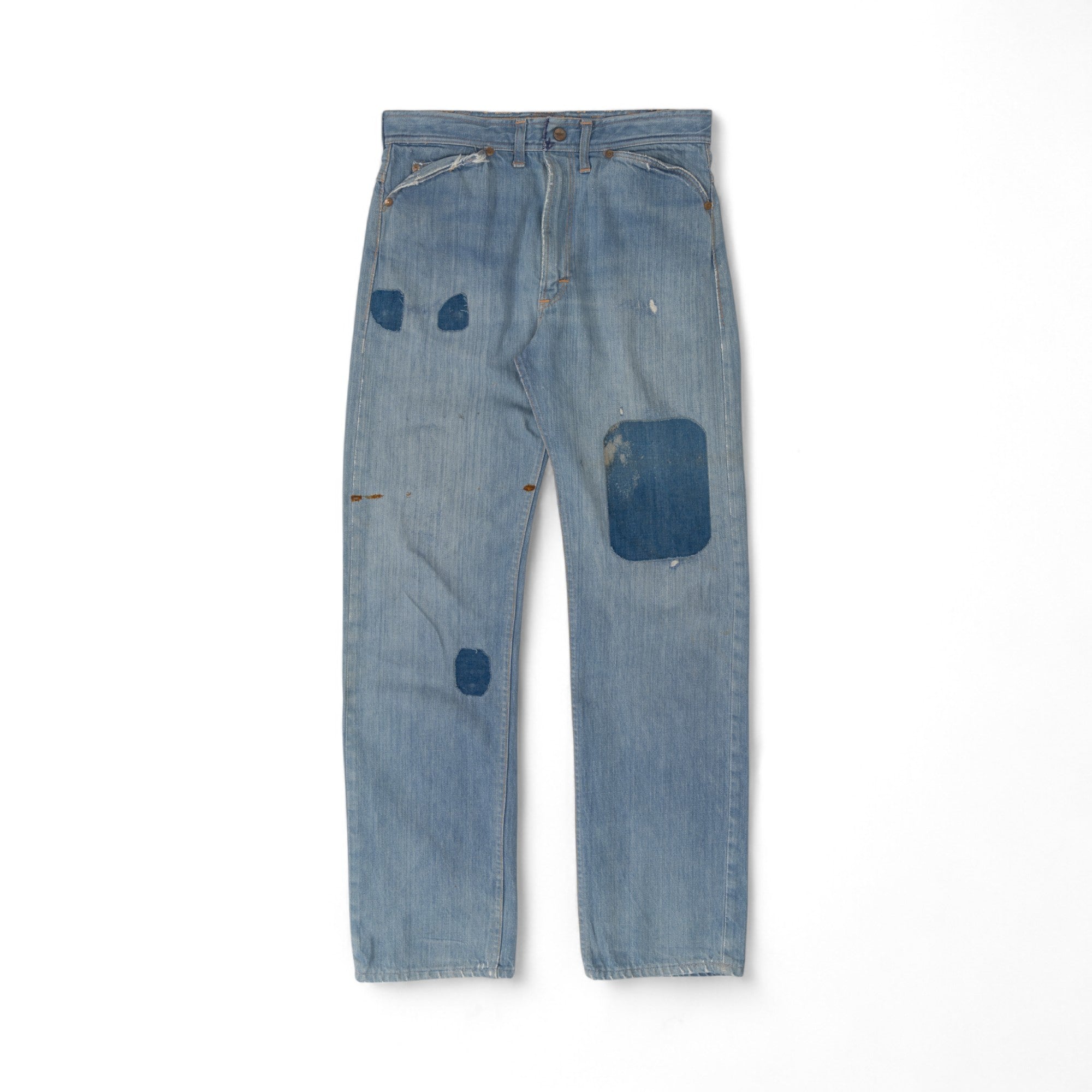 FADED/DISTRESSED/REPAIRED SELVEDGE ROEBUCK DENIM - 1950/60'S
