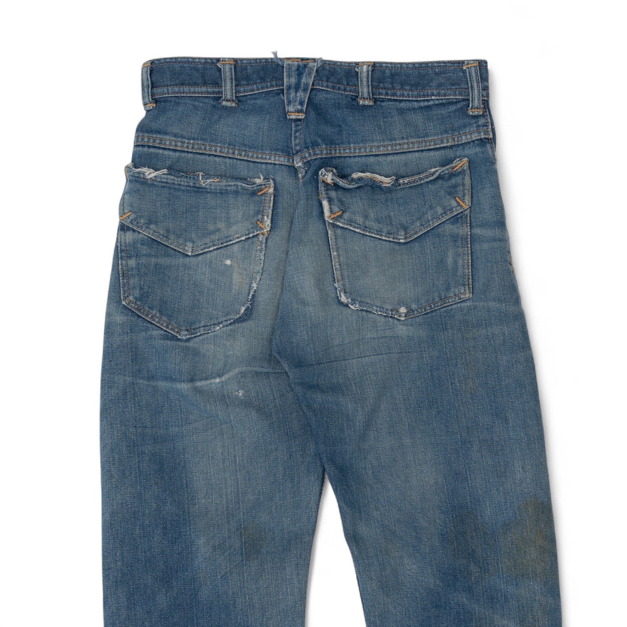 FADED/DISTRESSED/REPAIRED SELVEDGE ROEBUCK DENIM - 1950/60'S