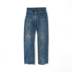FADED/DISTRESSED/REPAIRED SELVEDGE ROEBUCK DENIM - 1950/60'S