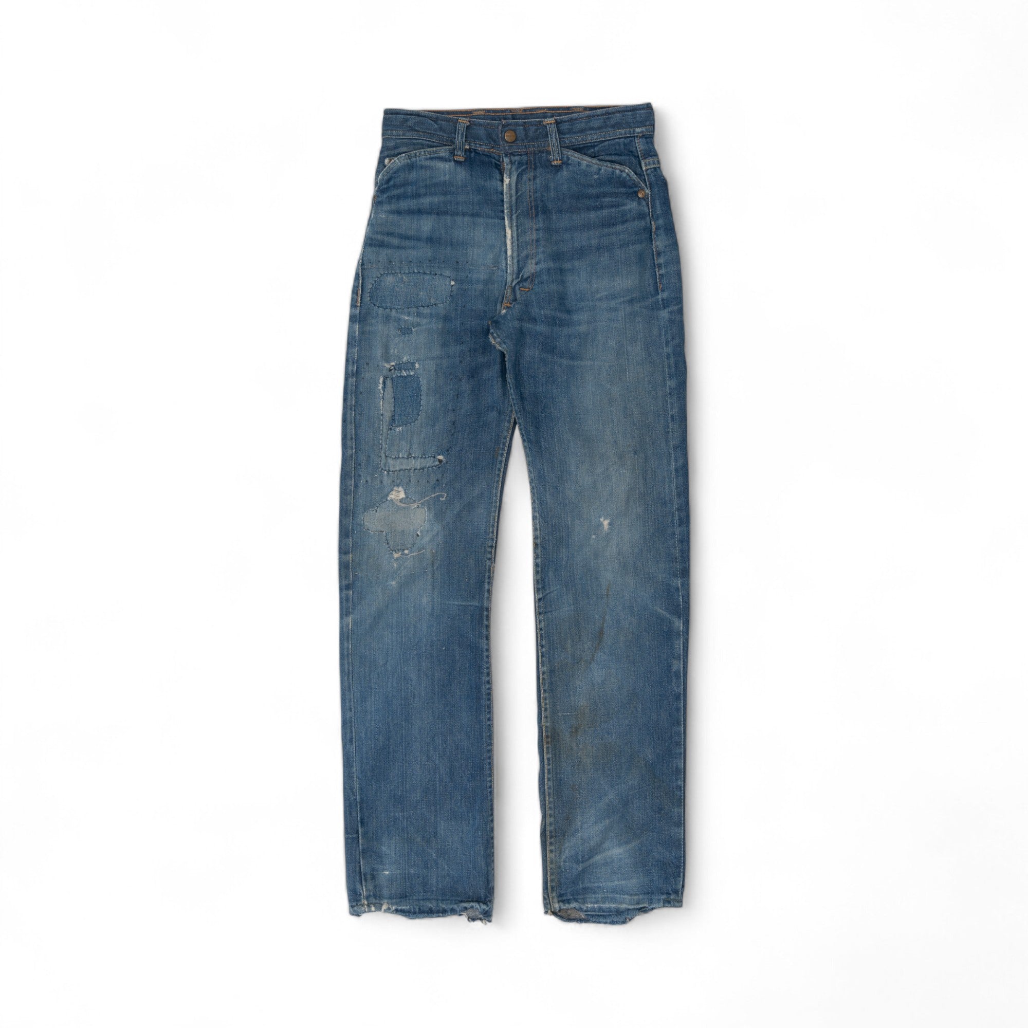 FADED/DISTRESSED/REPAIRED SELVEDGE ROEBUCK DENIM - 1950/60'S
