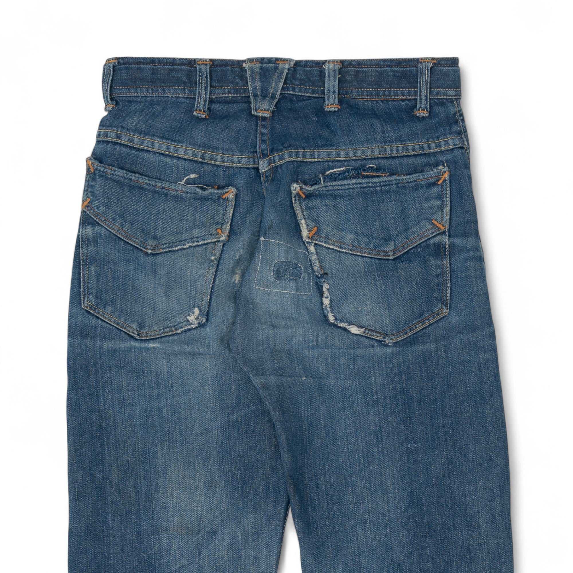 FADED/DISTRESSED/REPAIRED SELVEDGE ROEBUCK DENIM - 1950/60'S
