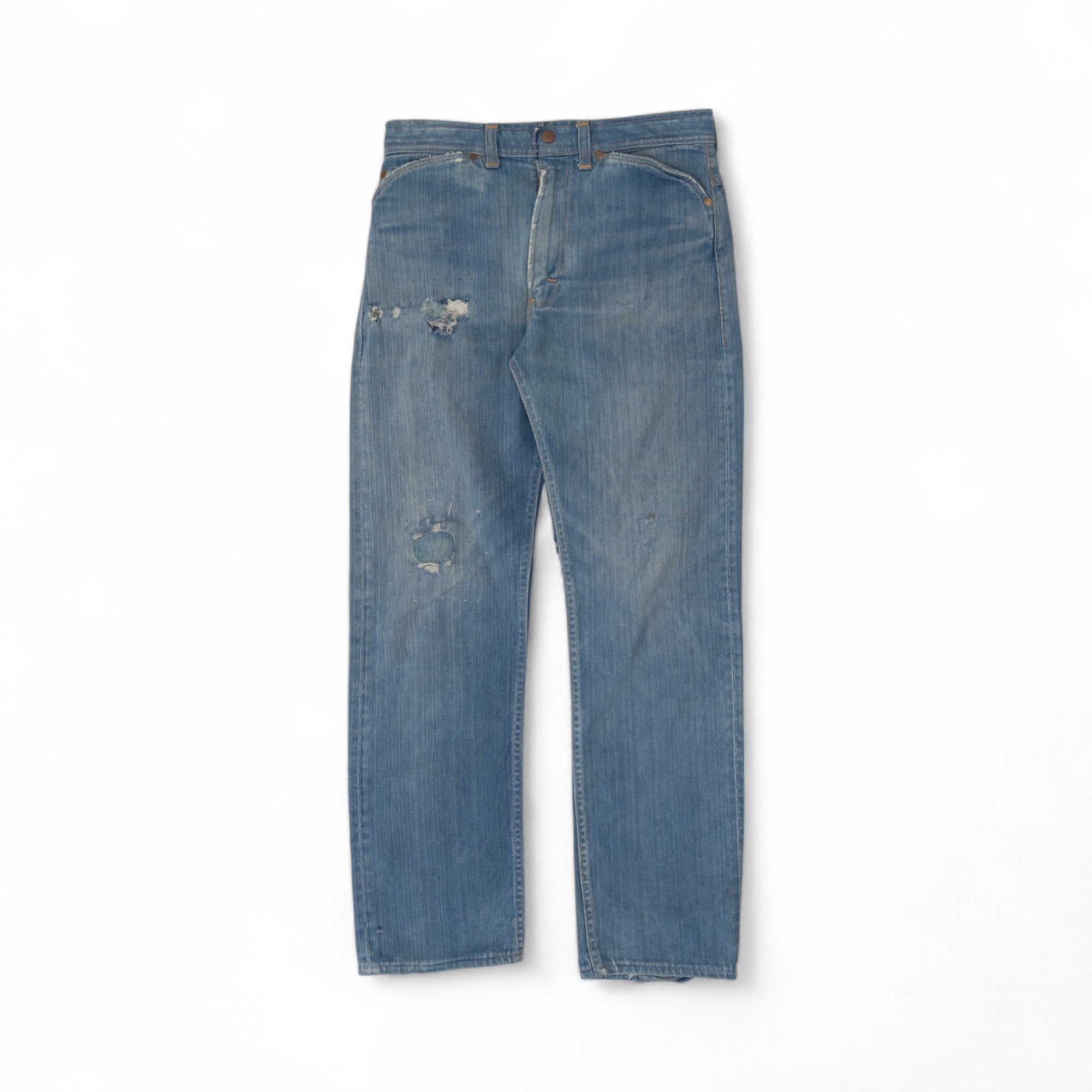 FADED/DISTRESSED/REPAIRED SELVEDGE ROEBUCK DENIM - 1950/60'S