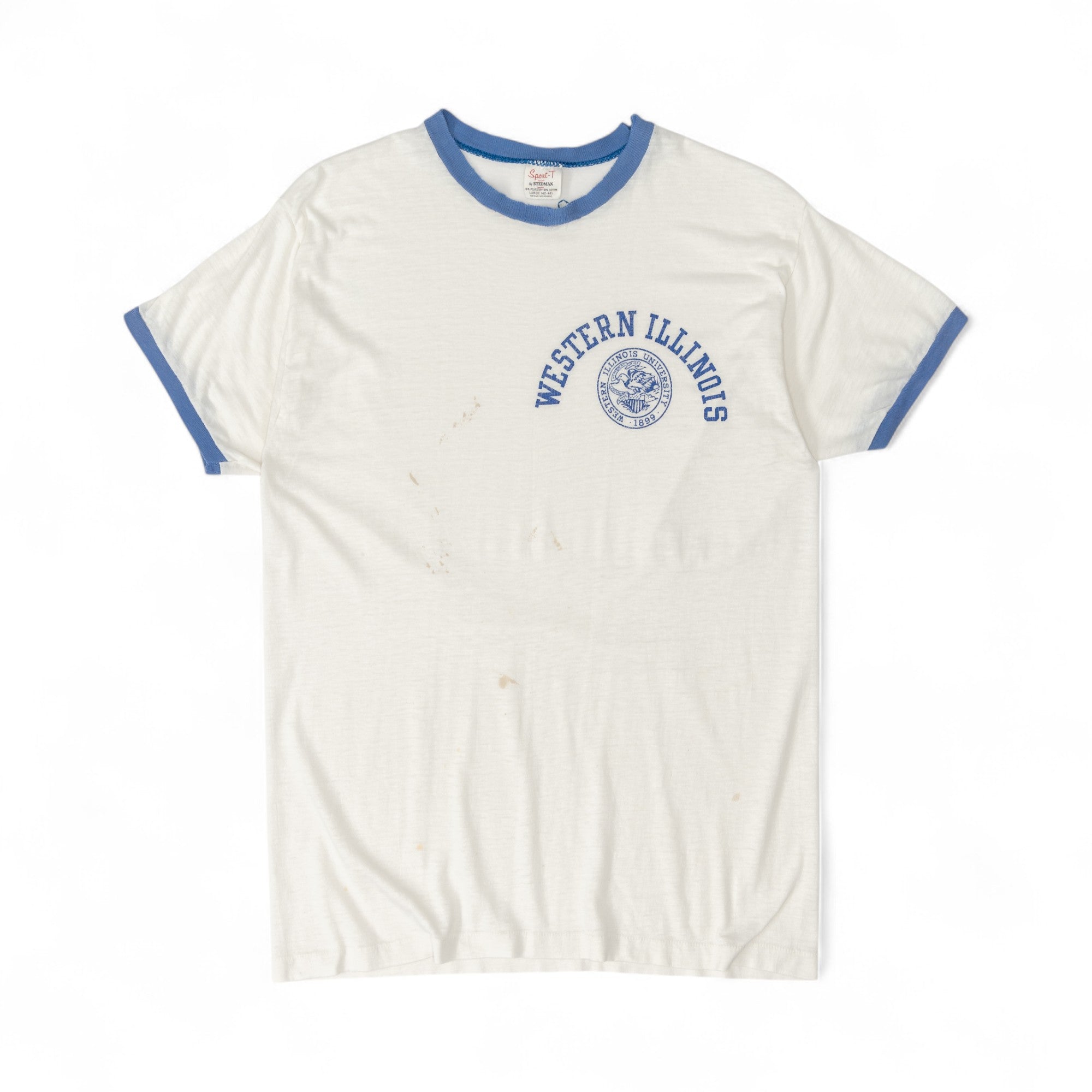 PAPER-THIN WESTERN ILLINOIS RINGER TEE - 1980'S