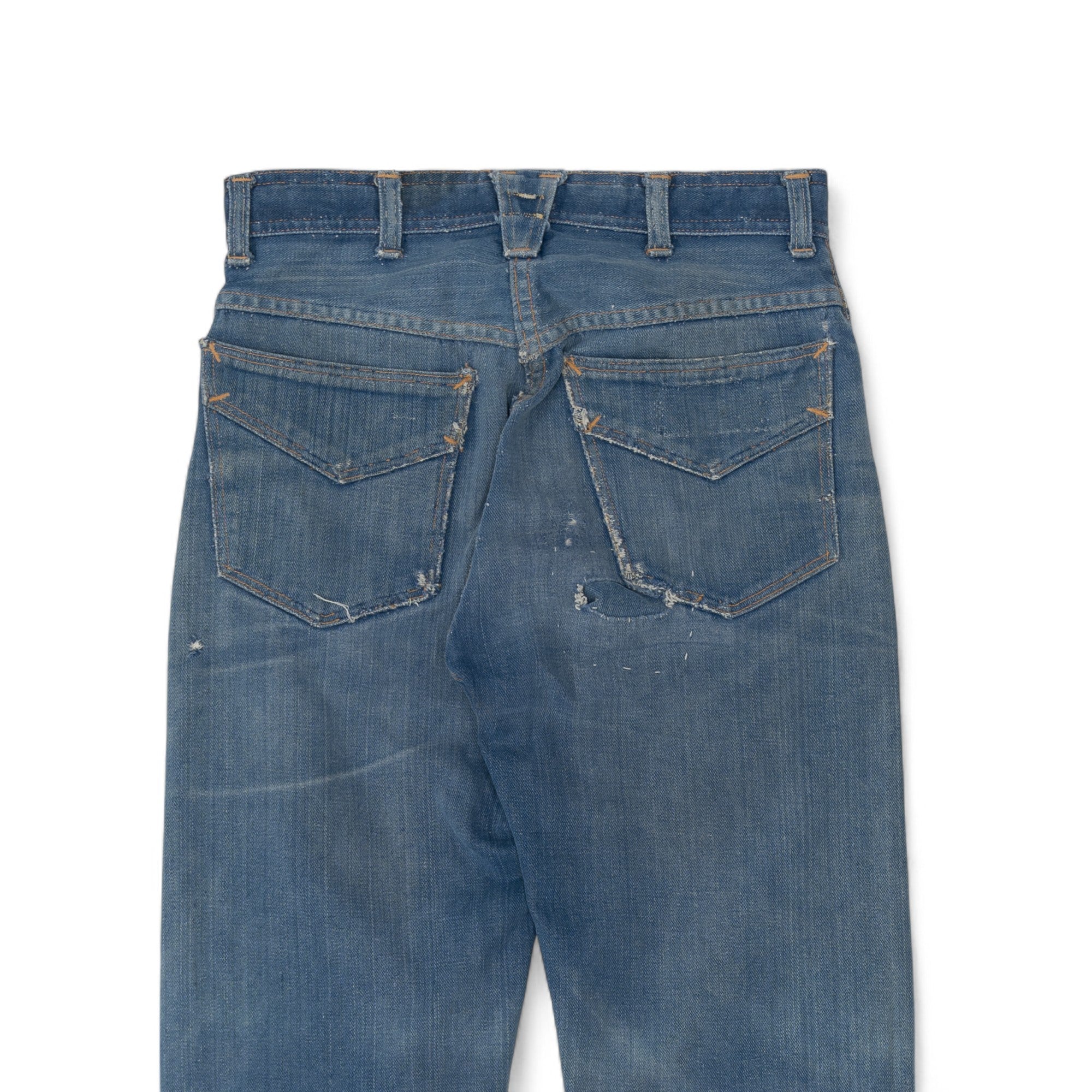 FADED/DISTRESSED/REPAIRED SELVEDGE ROEBUCK DENIM - 1950/60'S