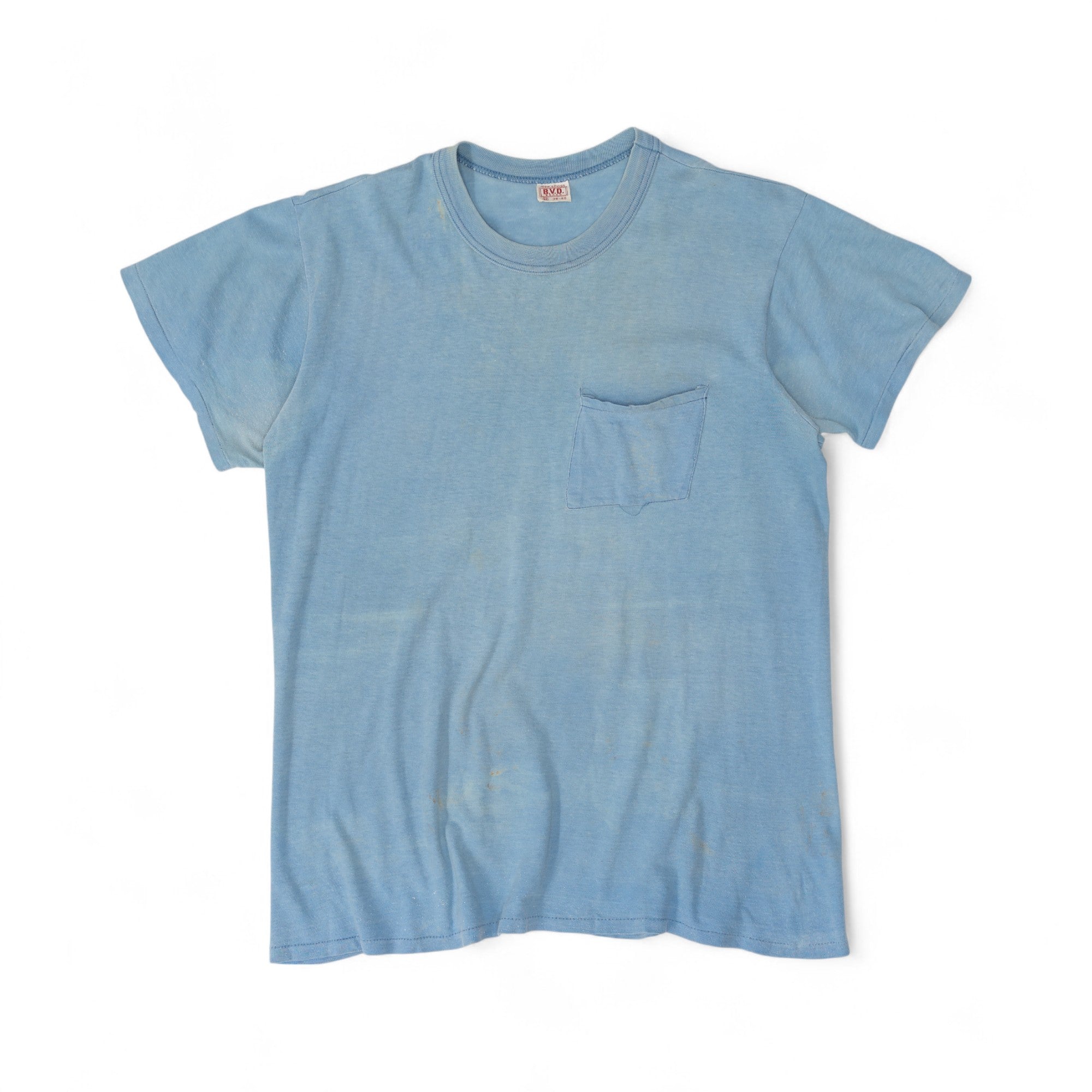 PAPER-THIN BLANK BVD POCKET TEE - 1960'S