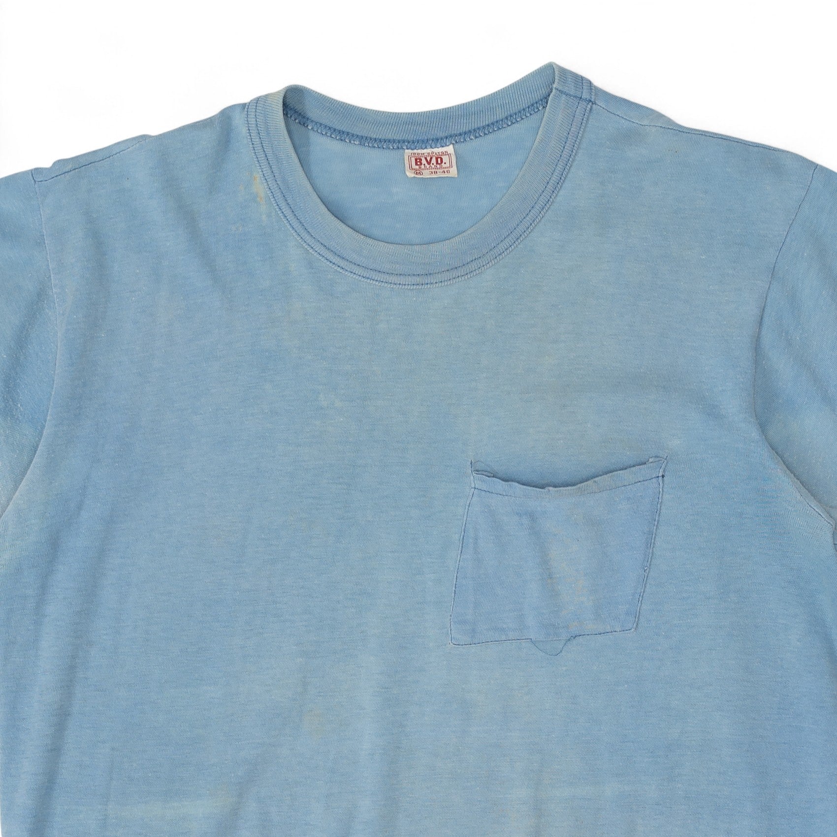 PAPER-THIN BLANK BVD POCKET TEE - 1960'S