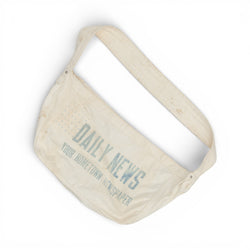 SASHIKO MENDED 'DAILY NEWS' MAIL BAG - 1950/60'S