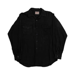 DISTRESSED/OVER-DYED/CHAINSTITCH/REPAIRED RAYON LOOPCOLLAR BUTTON UP - 1950'S