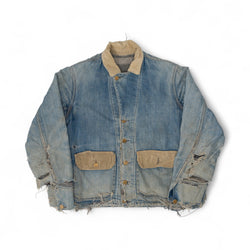 THRASHED BIG SMITH DENIM CHORE JACKET - 1950'S