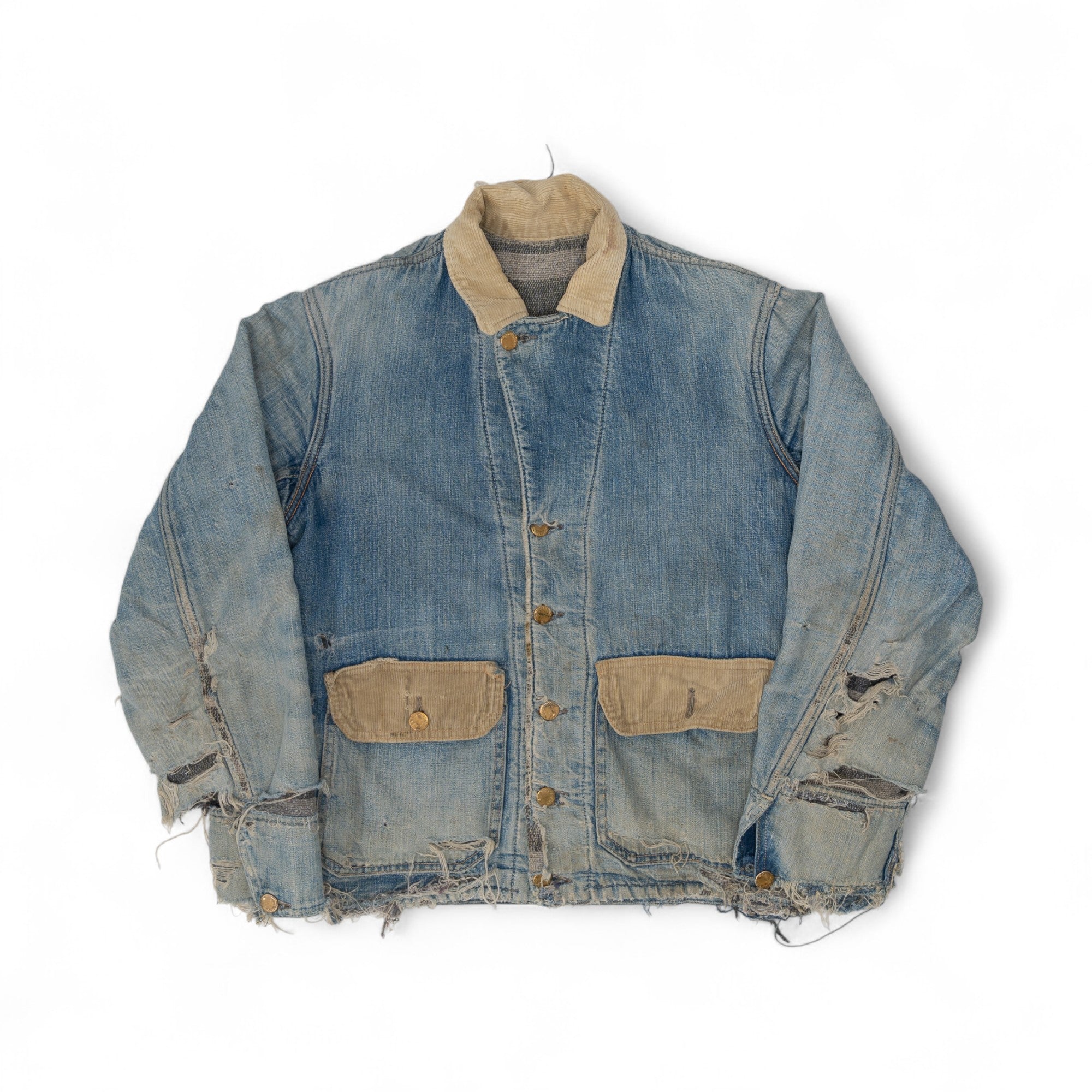 THRASHED BIG SMITH DENIM CHORE JACKET - 1950'S