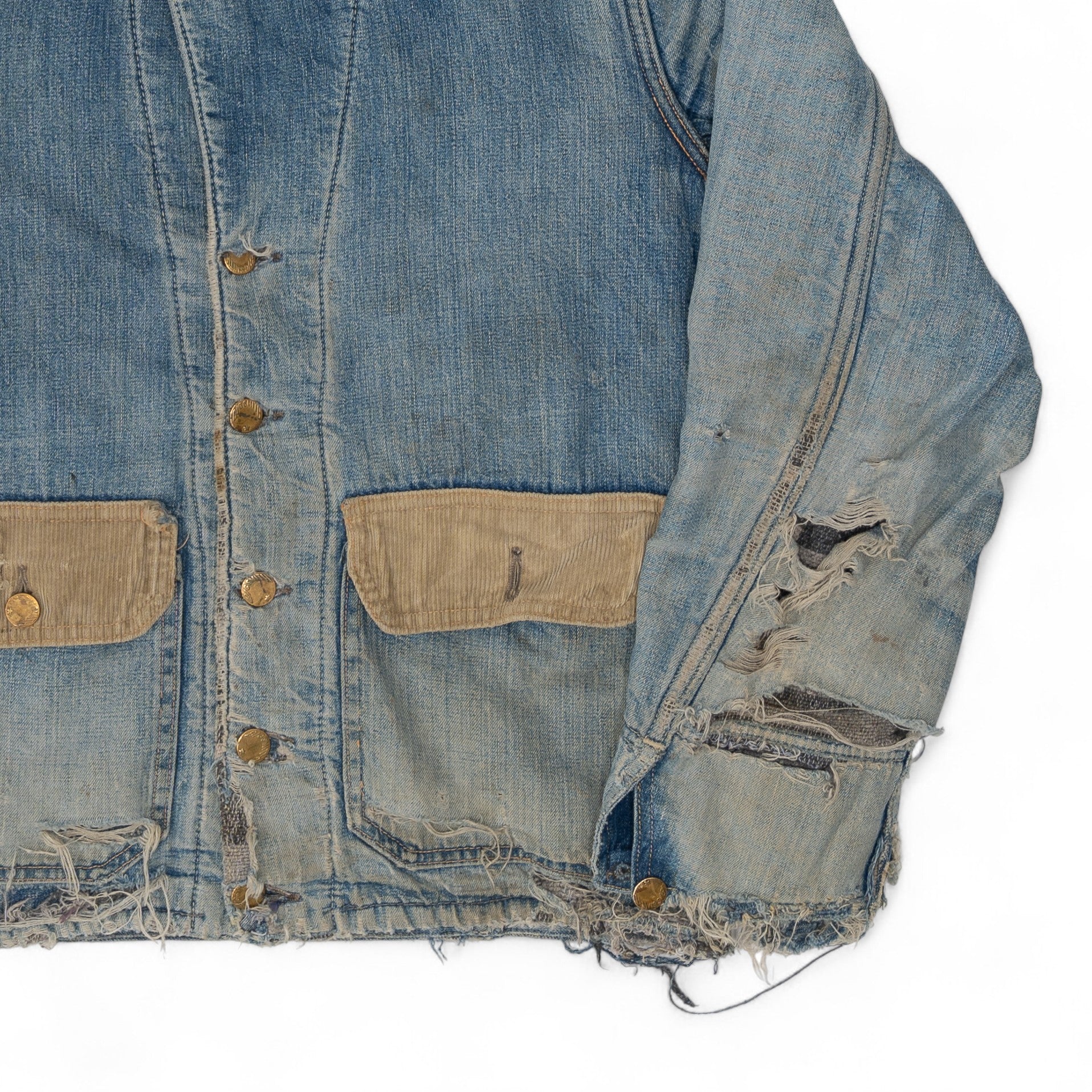 THRASHED BIG SMITH DENIM CHORE JACKET - 1950'S