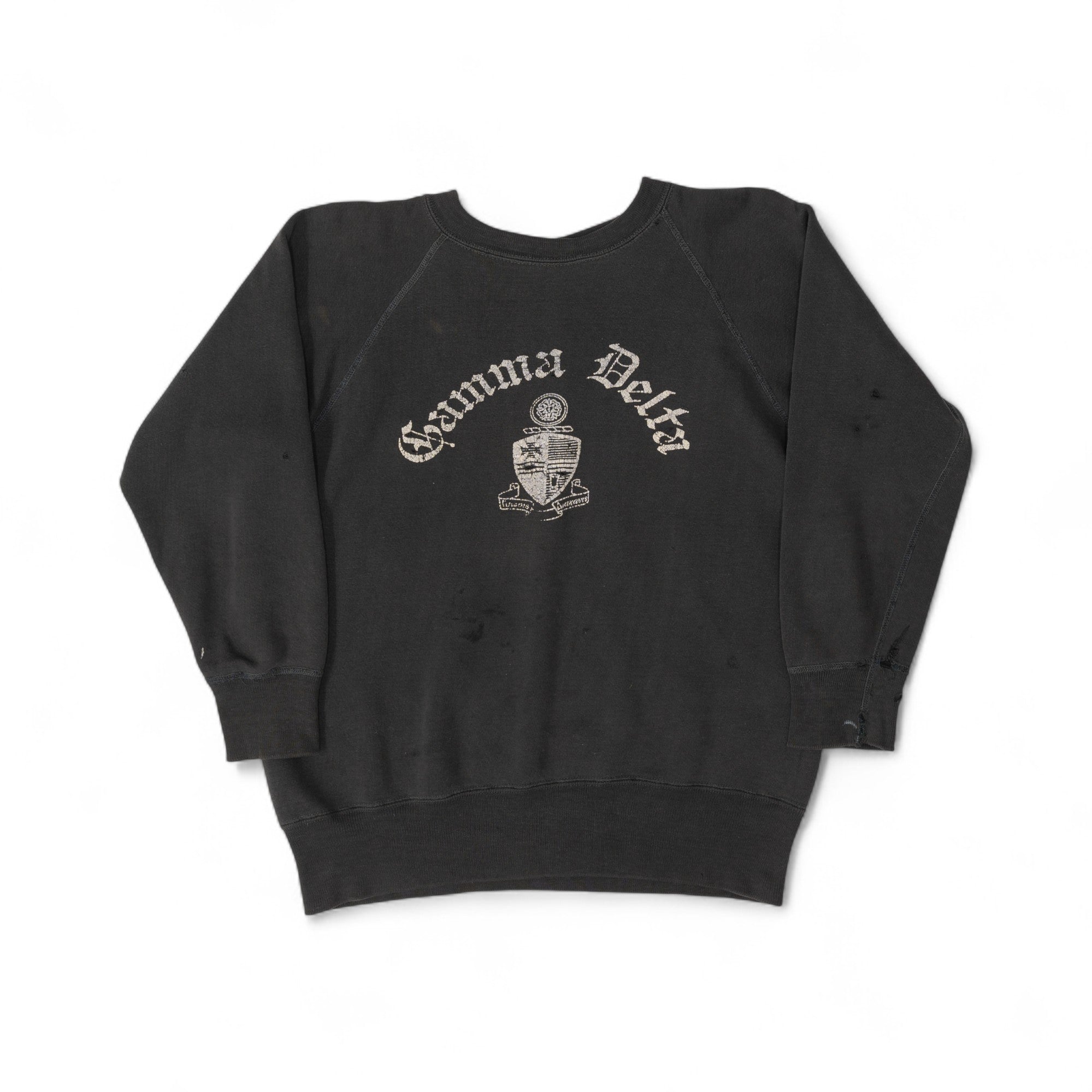 BLACK 'GAMMA DELTA' RAGLAN SWEATSHIRT - 1960'S