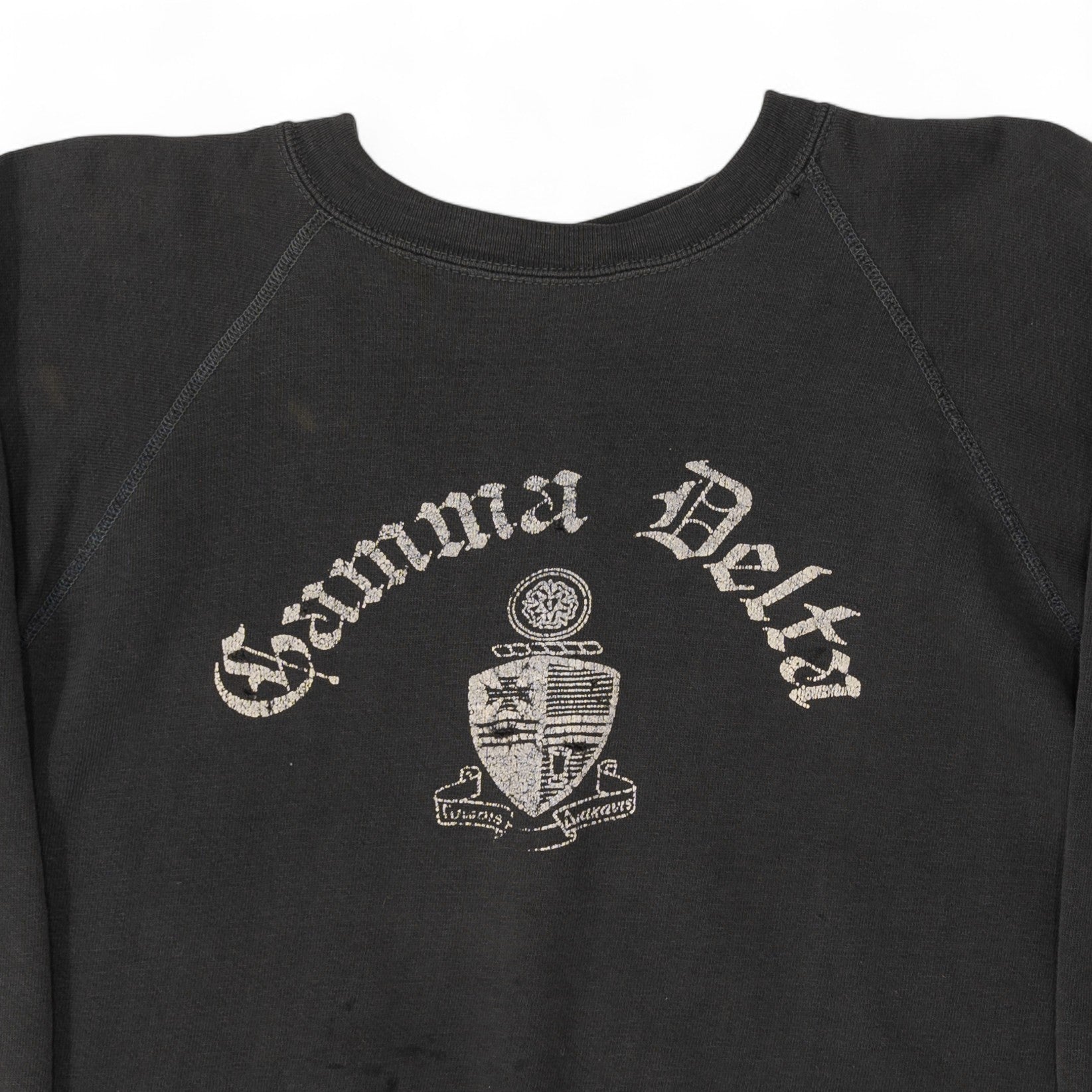 BLACK 'GAMMA DELTA' RAGLAN SWEATSHIRT - 1960'S