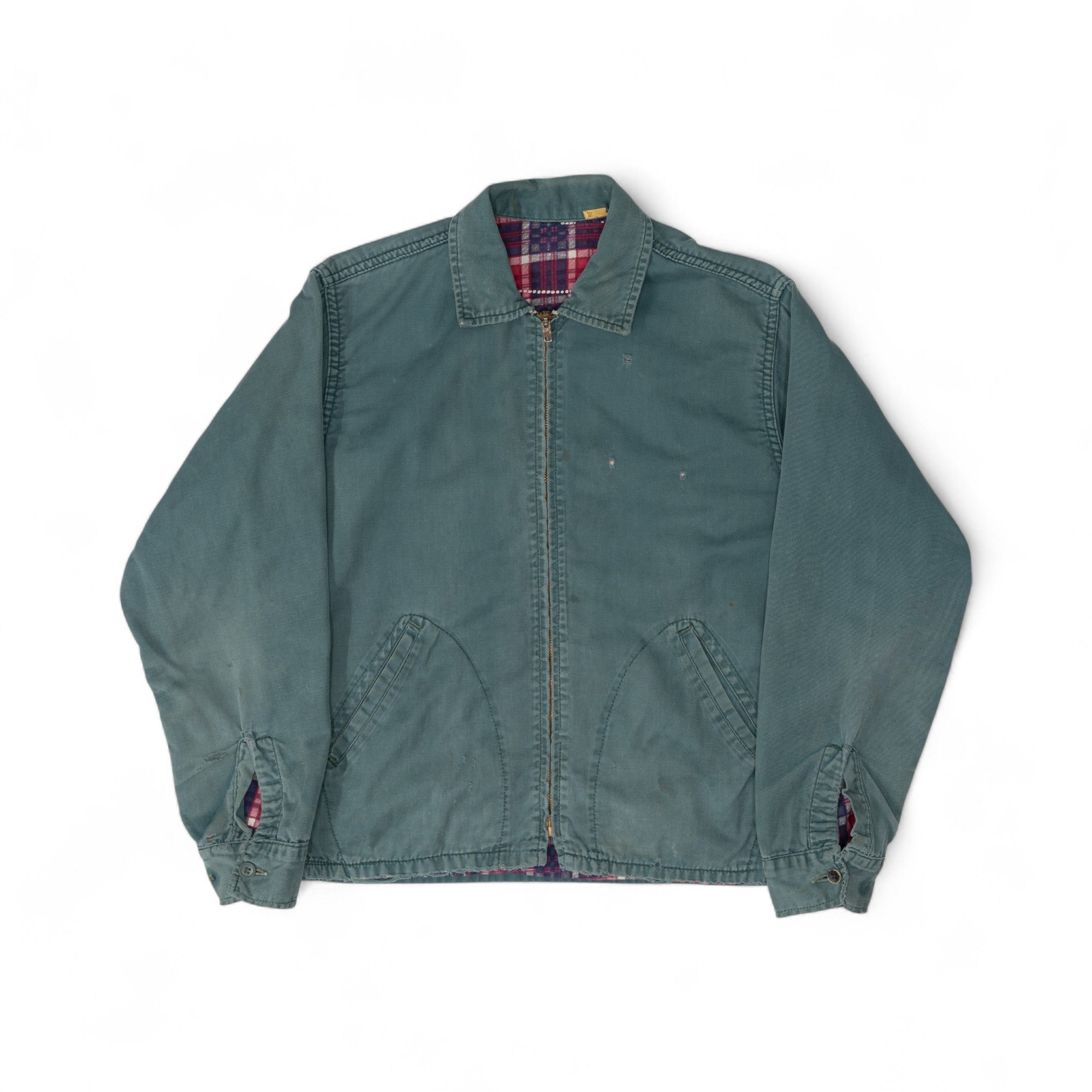 DISTRESSED/FLANNEL-LINED WORK JACKET - 1960/70'S