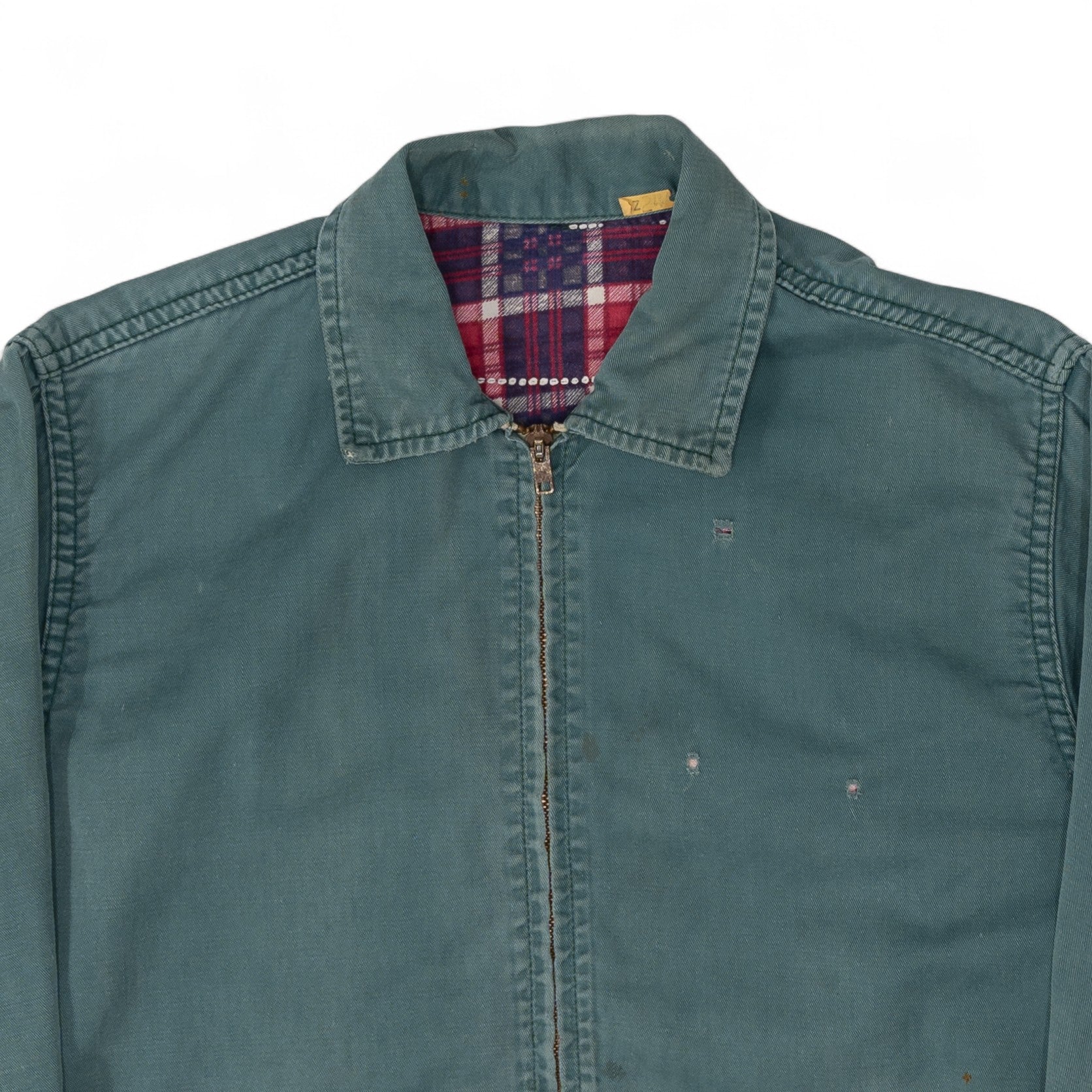 DISTRESSED/FLANNEL-LINED WORK JACKET - 1960/70'S